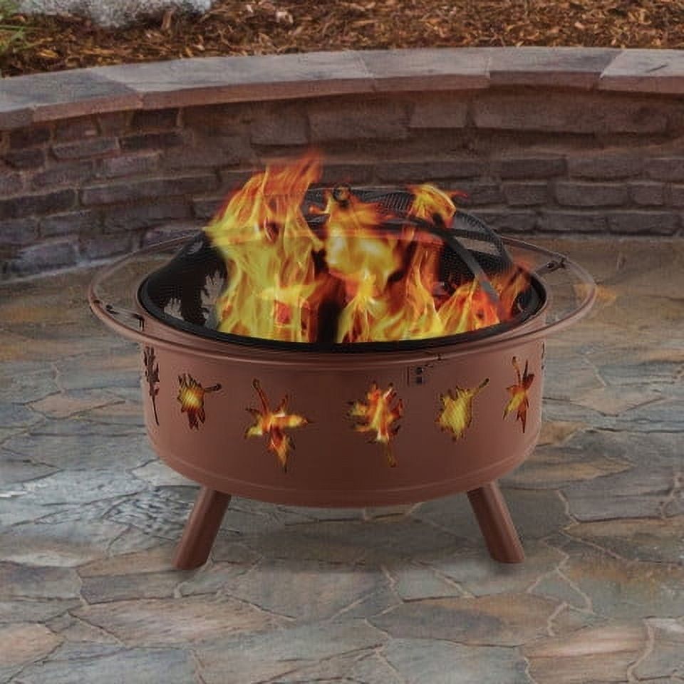 Rust Brown 32-Inch Steel Wood Burning Fire Pit