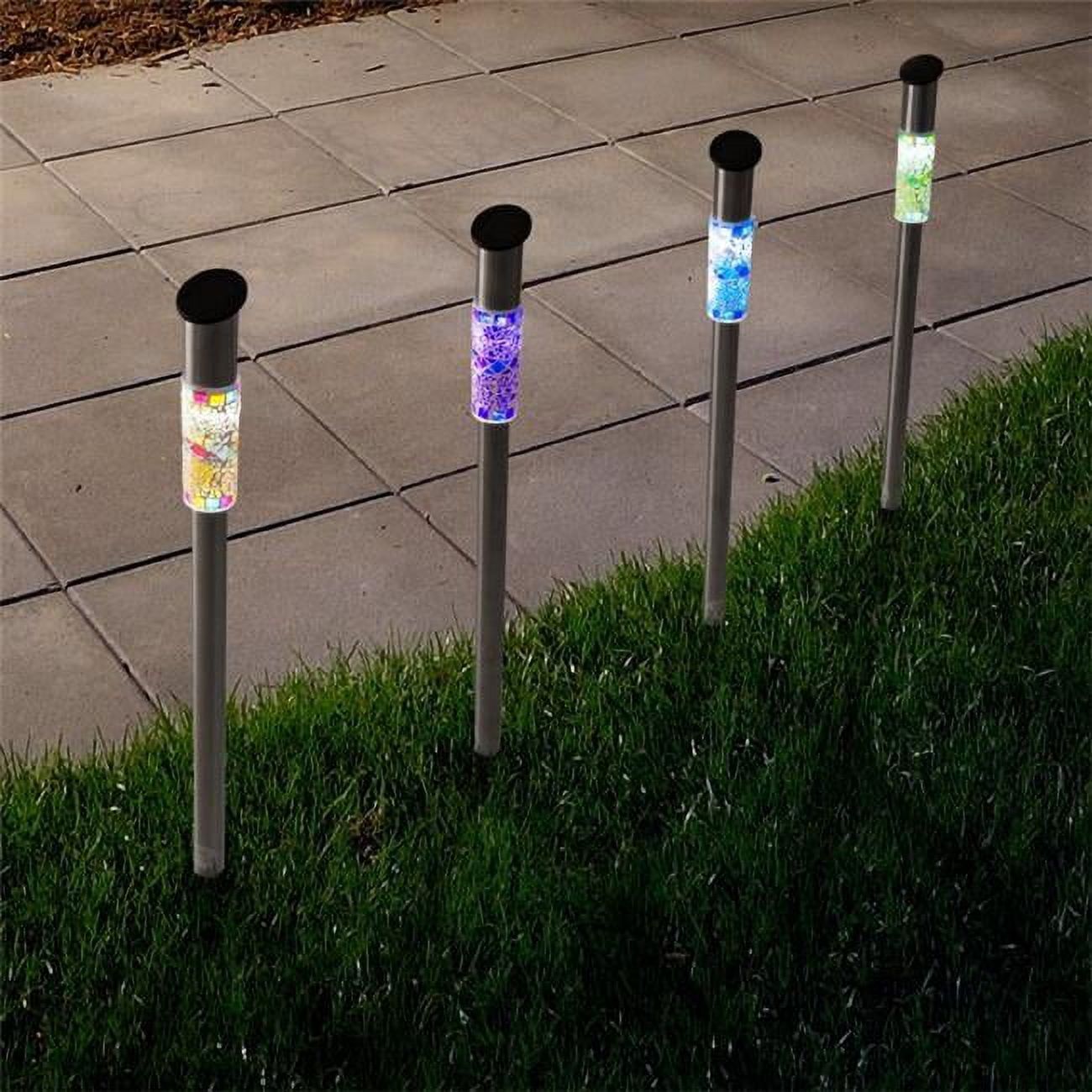 Stainless Steel Solar LED Pathway Lights Multipack