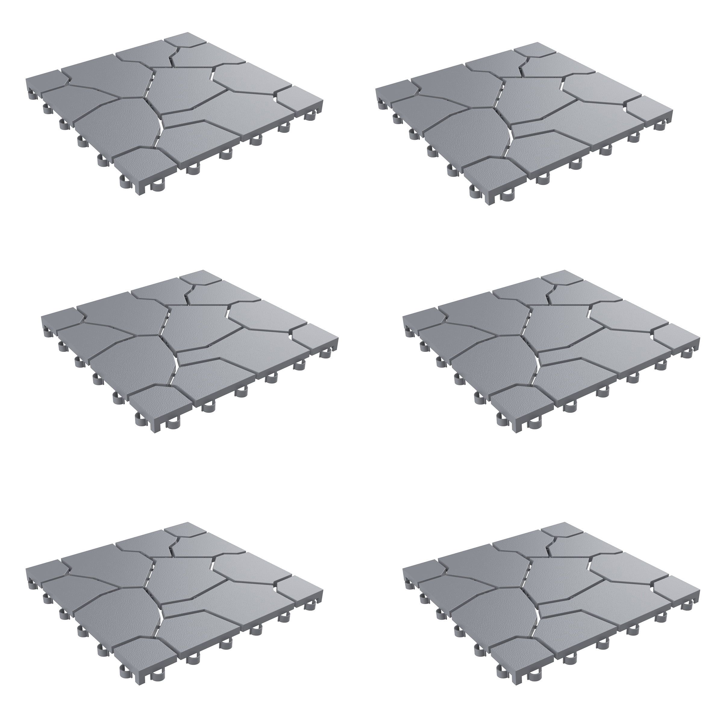 Gray Interlocking Weather-Resistant Outdoor Deck Tiles, 11.5" x 11.5"