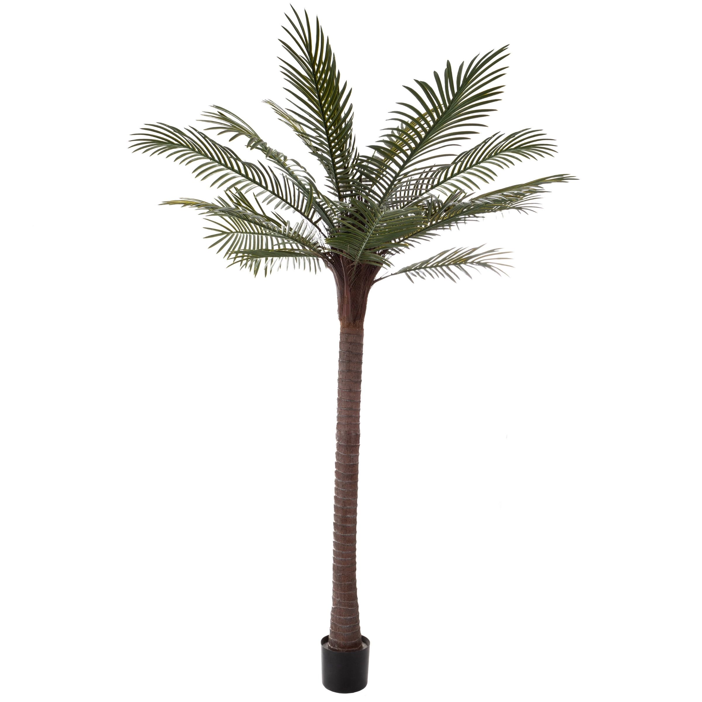 87-Inch Green Plastic Potted Palm Tree Floor Plant