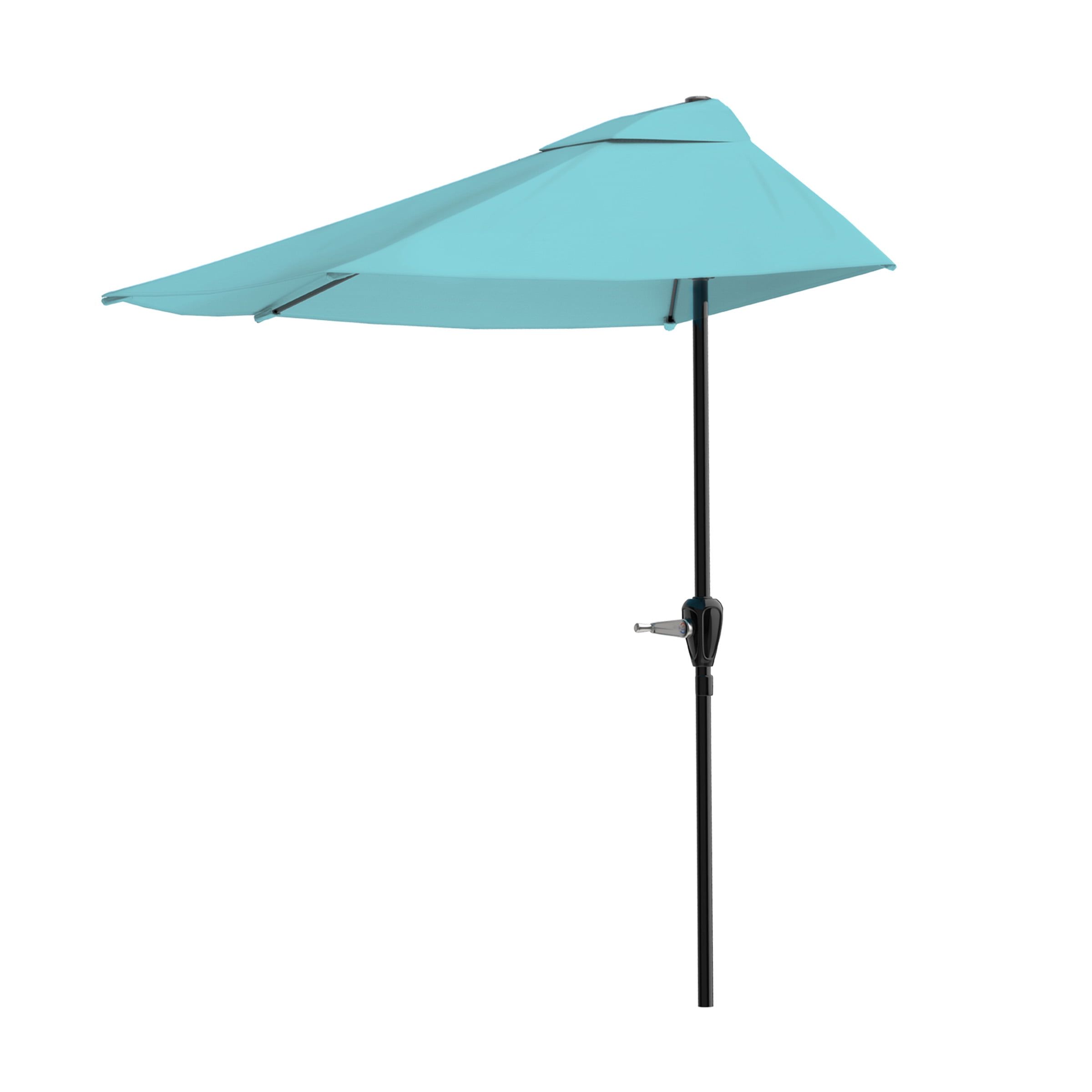 Blue 9' Hexagon Steel Patio Umbrella with Crank