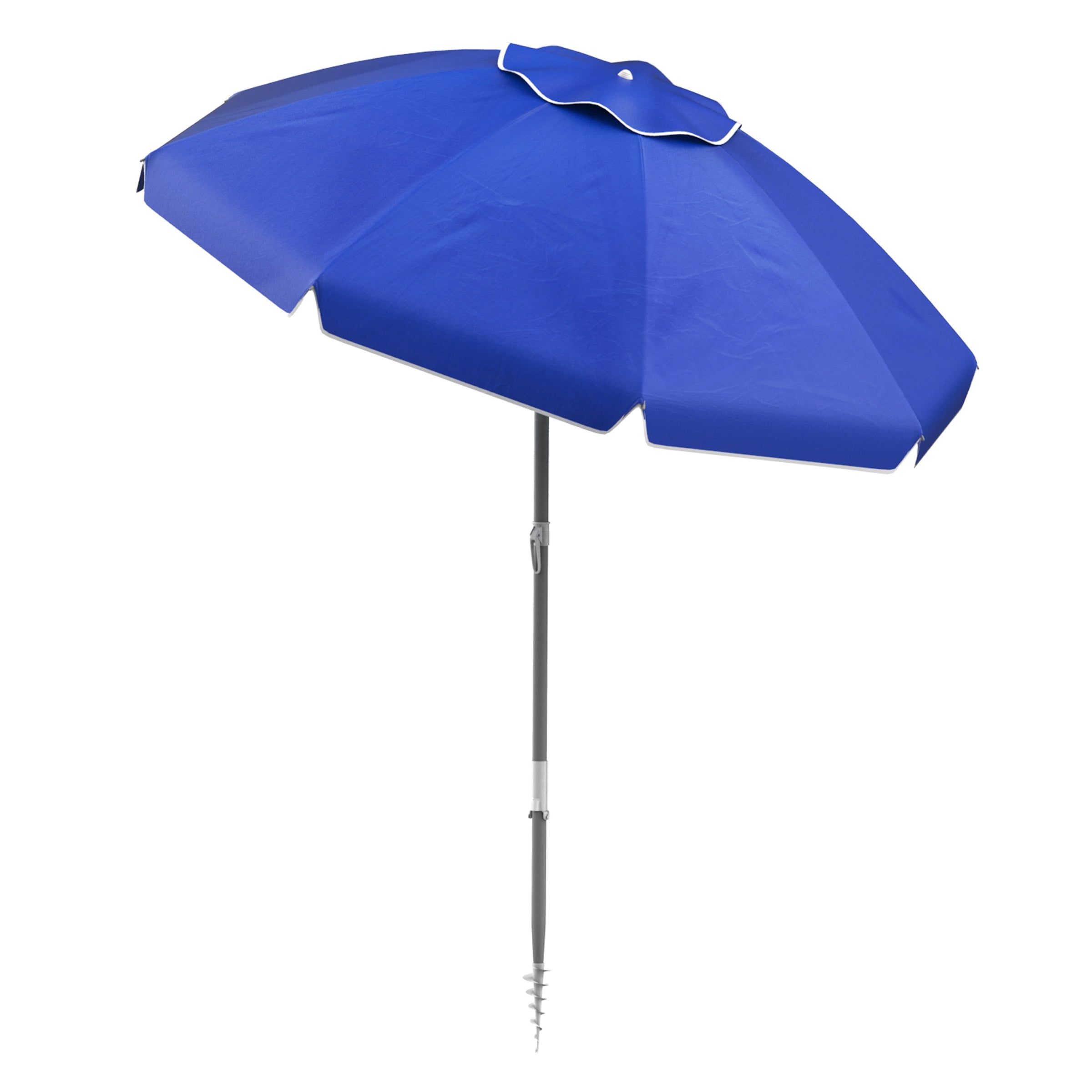 7 ft. Blue Aluminum Beach Umbrella with 360-Degree Tilt