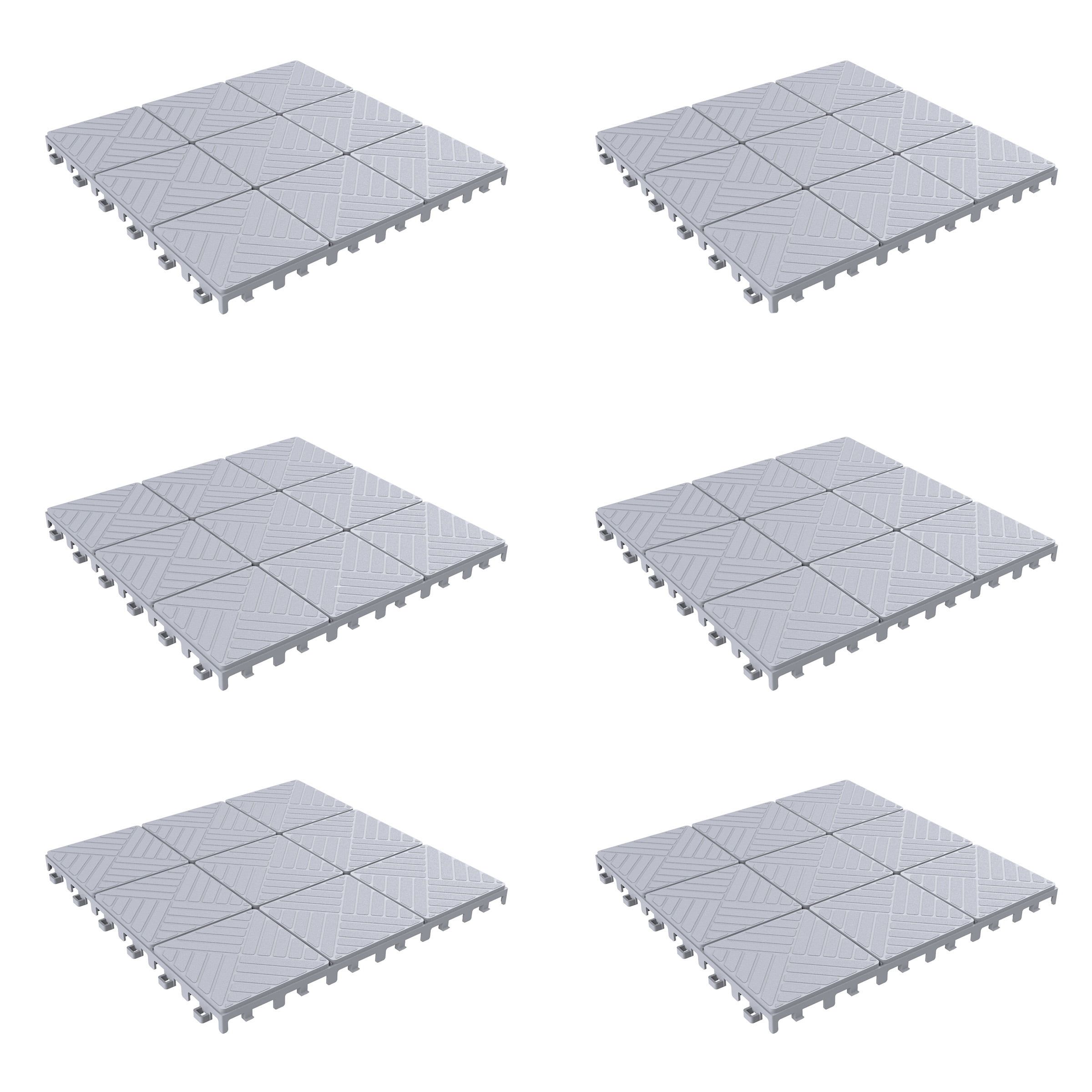 Gray Polypropylene Interlocking Outdoor Deck Tiles 12" x 12" Set