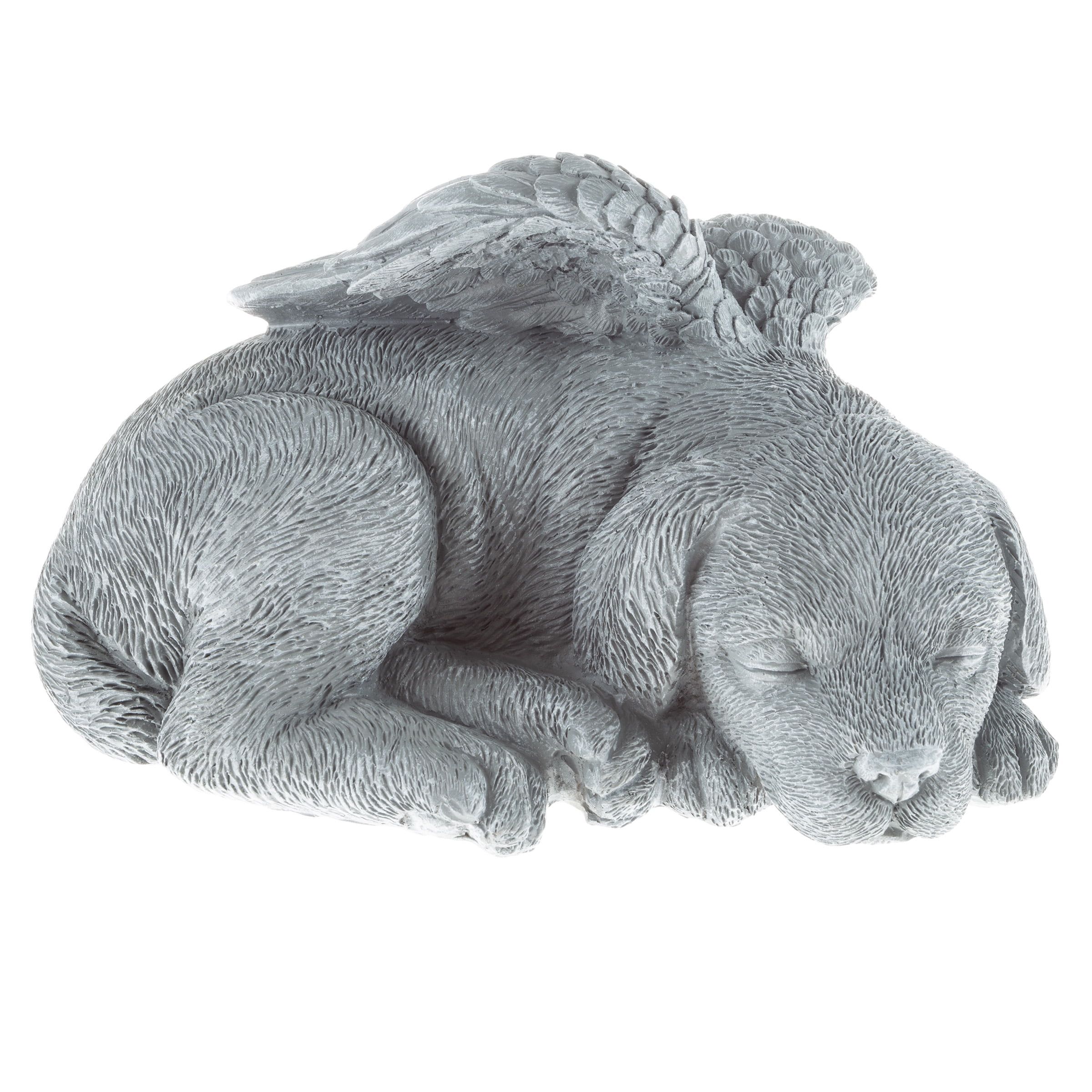 Gray Resin Sleeping Angel Puppy Memorial Sculpture