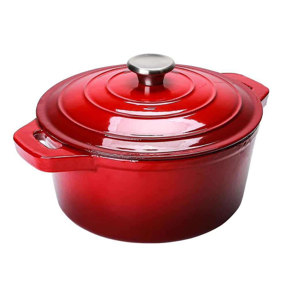 Red 5.5 Quart Enameled Cast Iron Dutch Oven with Lid