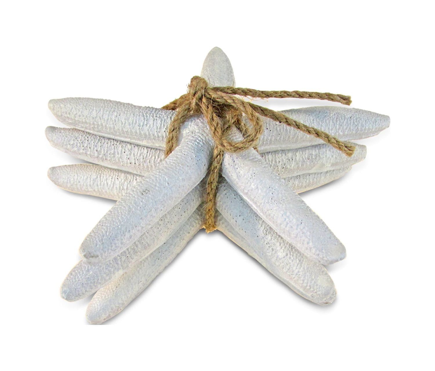 White Resin Starfish Figurine Set with Rope, 6"