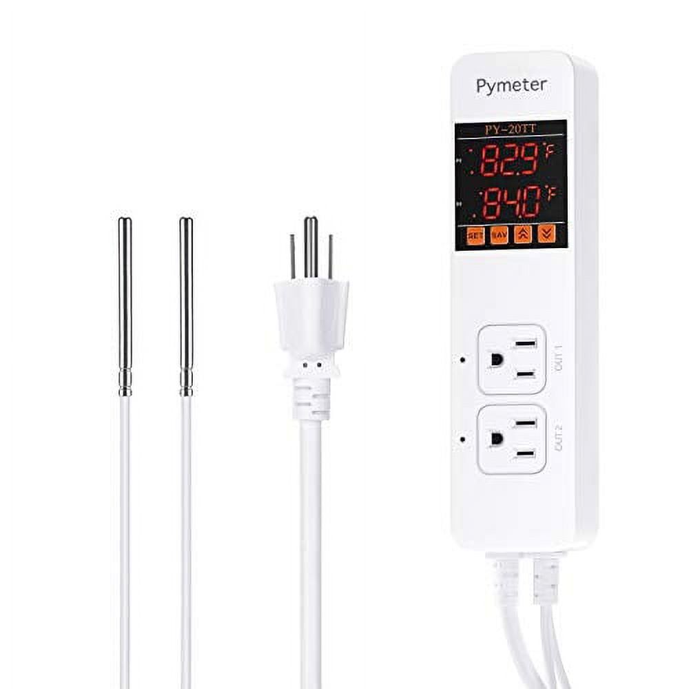 White Digital Temperature Controller with Dual Probes for Heat Mat