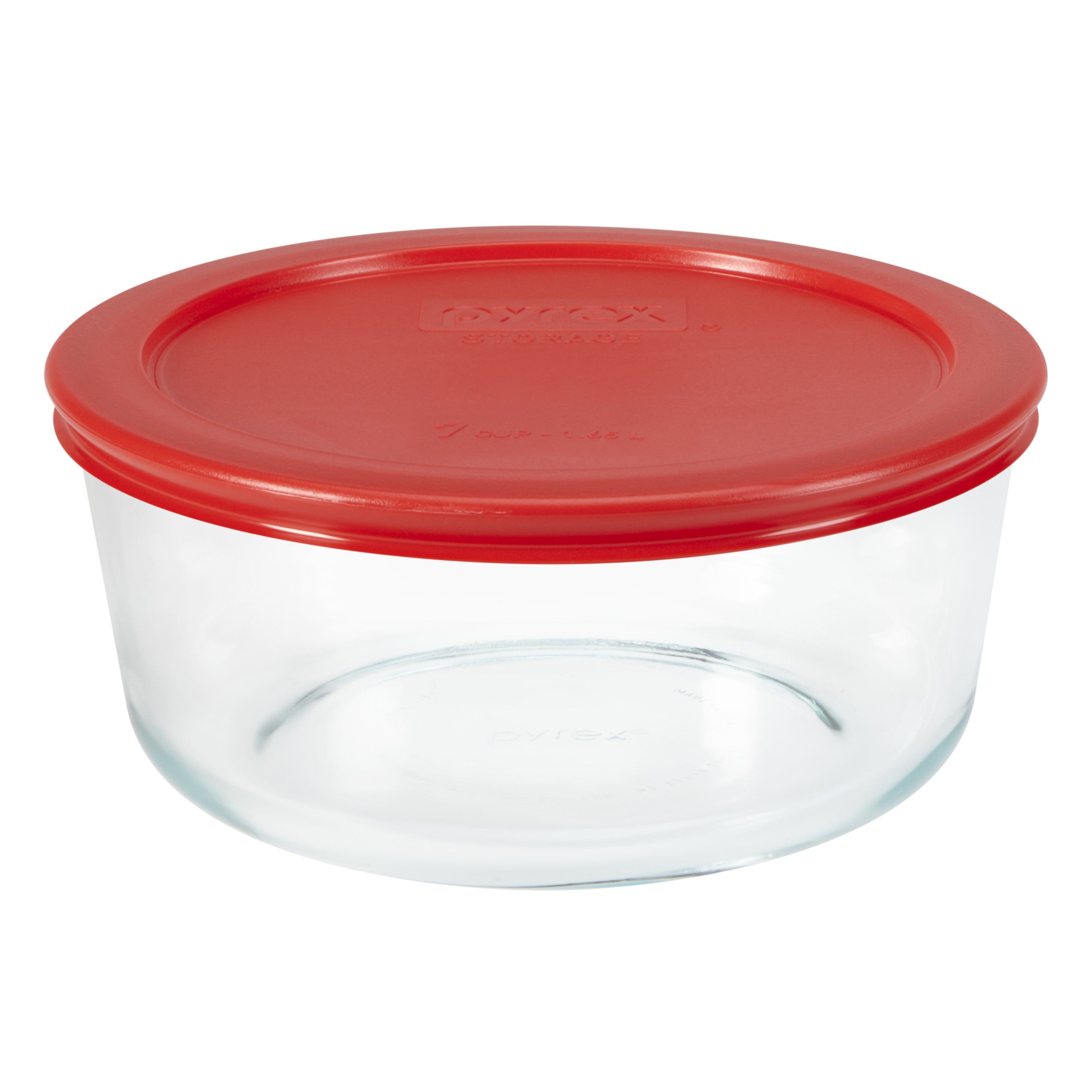 7-Cup Radiant Red Glass Storage Bowl with BPA-Free Lid