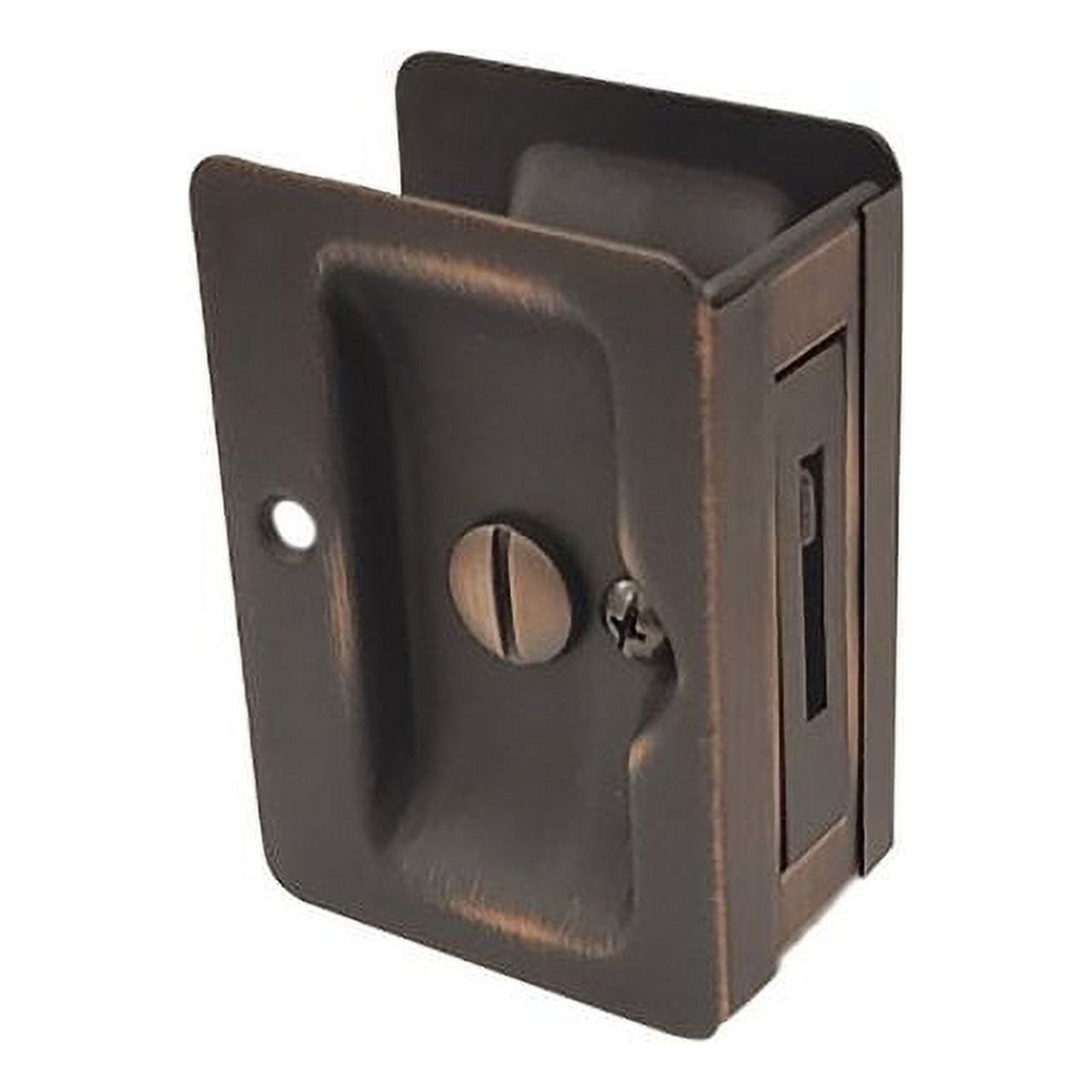 Aged Bronze Pocket Door Privacy Lock with Pull