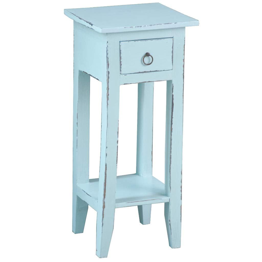 Cottage Charm Sky Blue Mahogany End Table with Storage