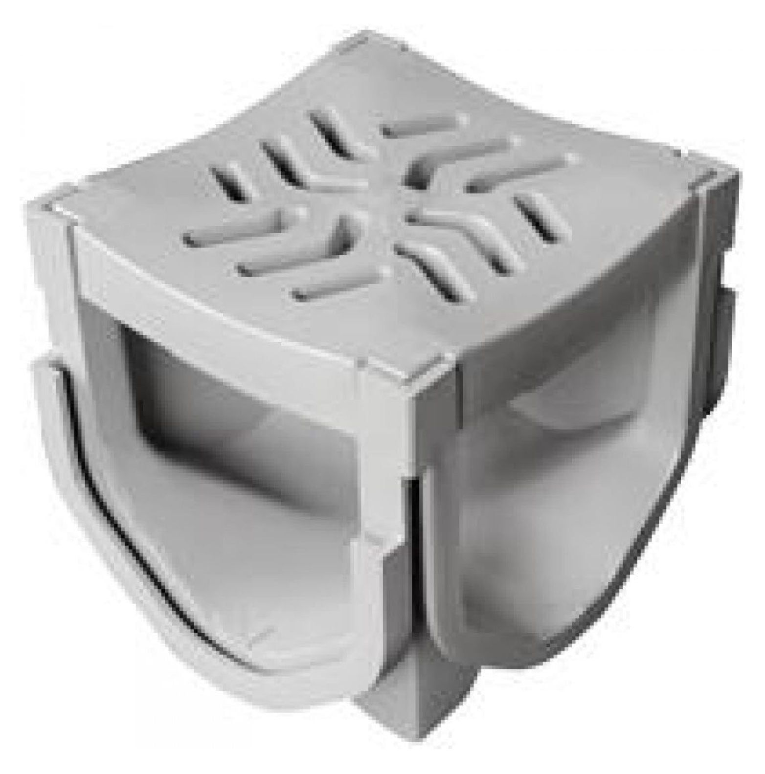 Gray Polypropylene Quad Connector Channel Drain Accessory