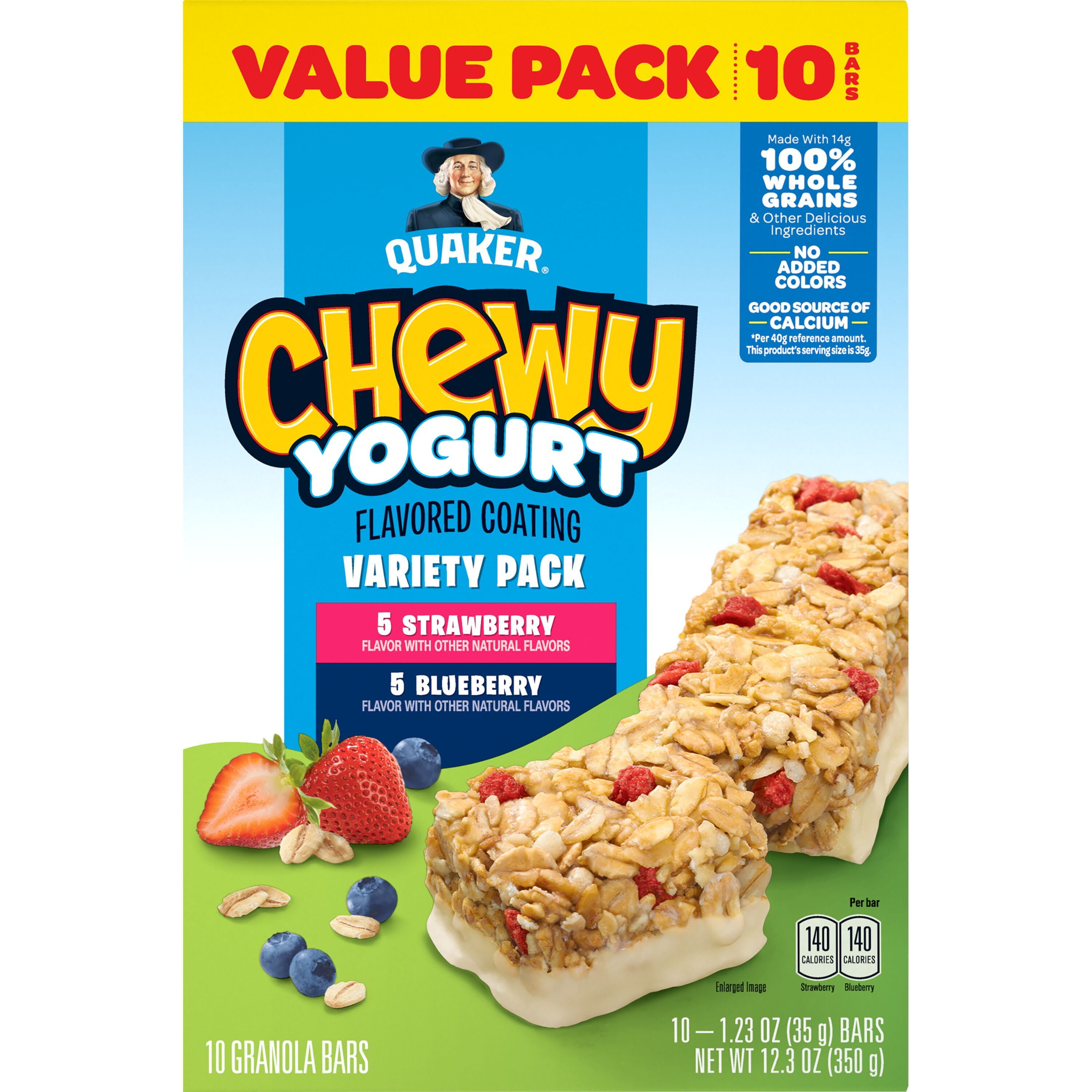 Chewy Yogurt Granola Bars Variety Pack, Strawberry and Blueberry, 10 Count