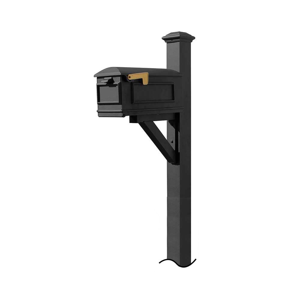 Black Aluminum Small Lockable Mailbox with Pyramid Finial