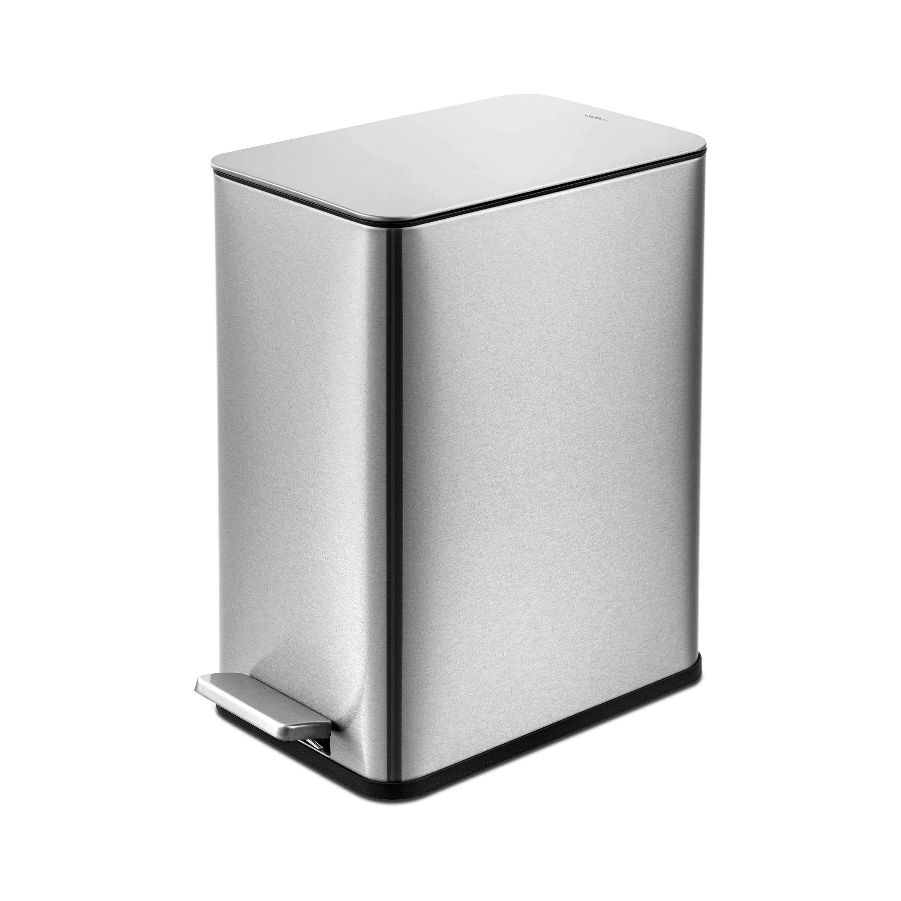 Slim Silver Stainless Steel Pedal Trash Can 2.6 Gallons