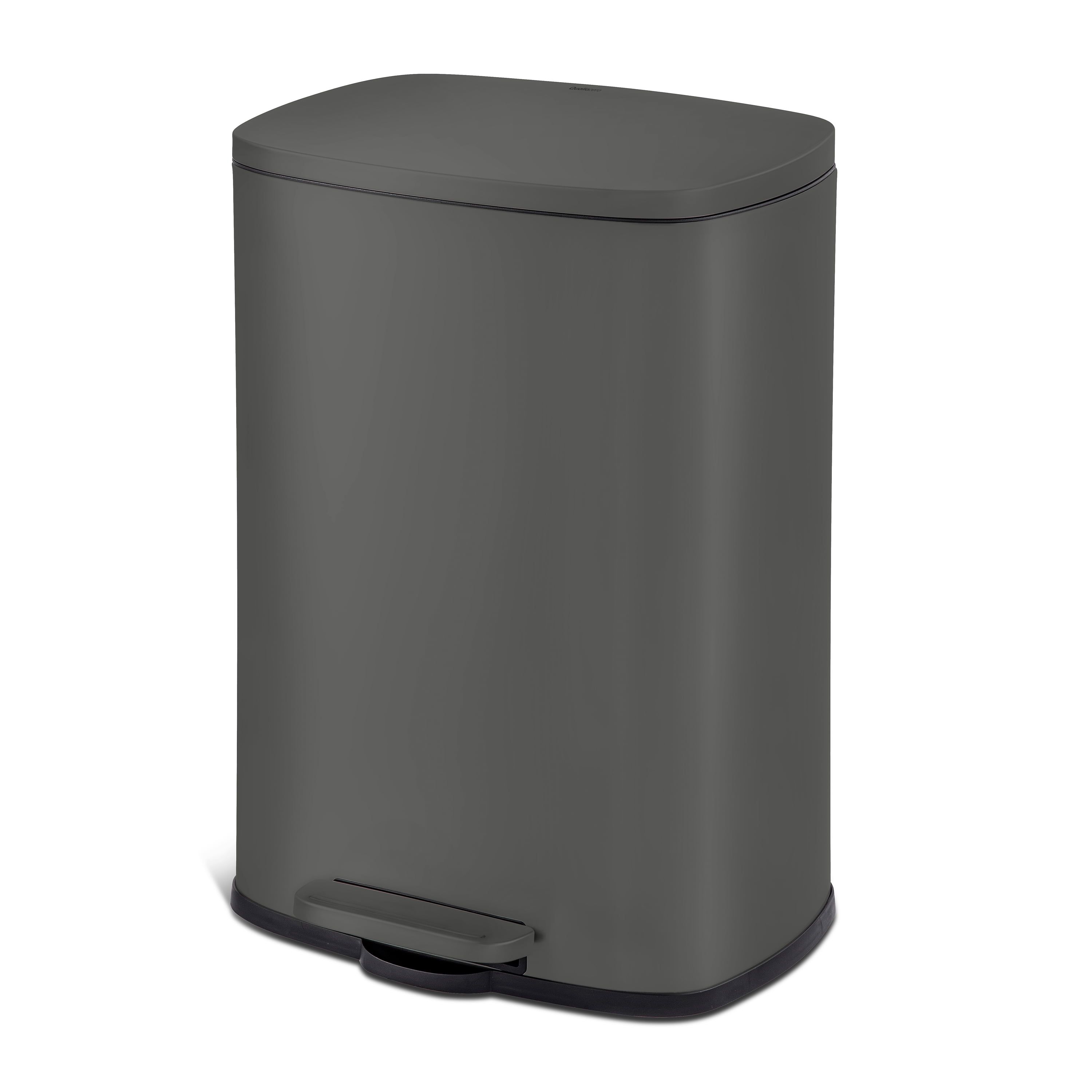 Matte Grey 13.2 Gallon Stainless Steel Step Trash Can