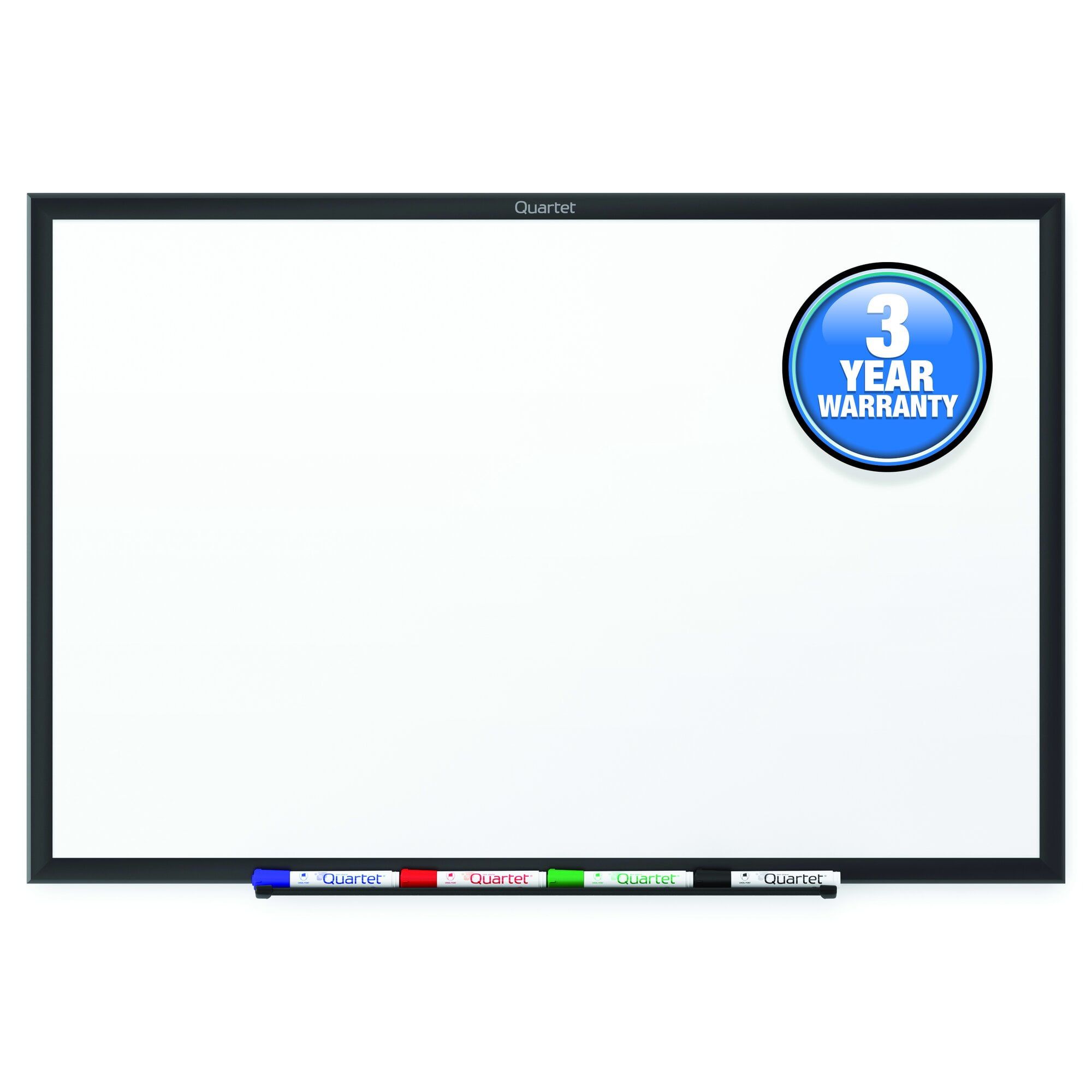 72" x 48" White Melamine Whiteboard with Black Aluminum Frame