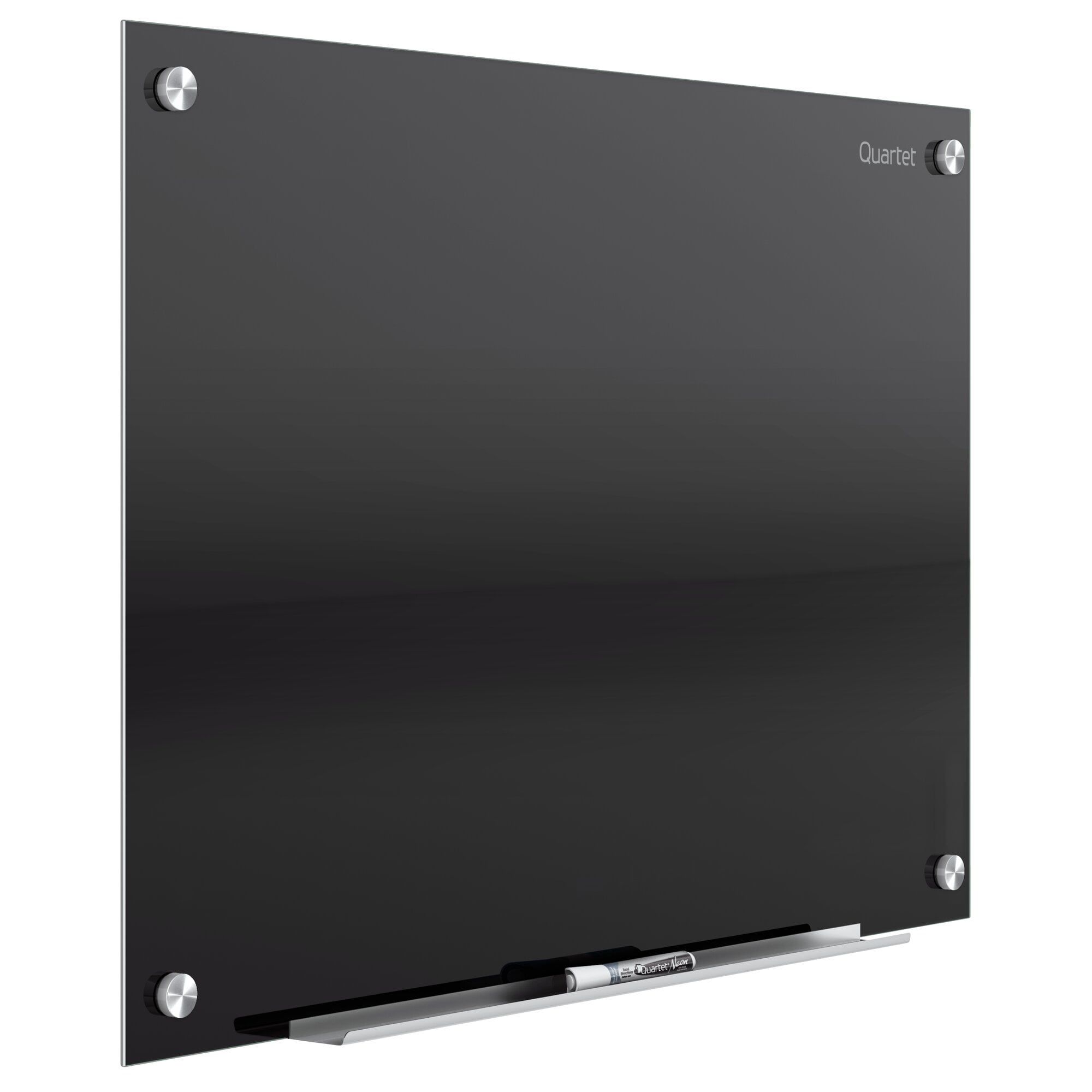 36" x 24" Black Magnetic Glass Dry Erase Board