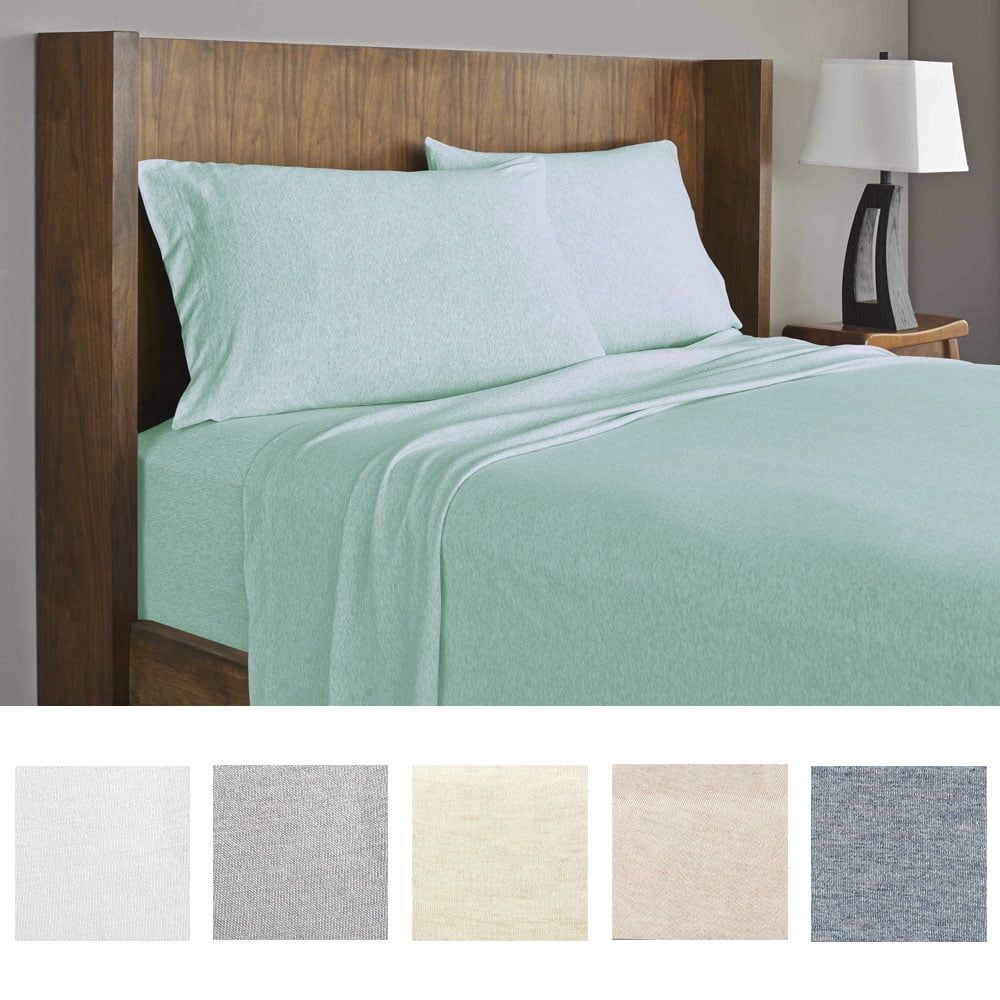 Queen Aqua Cotton Modal Jersey Knit Sheet Set