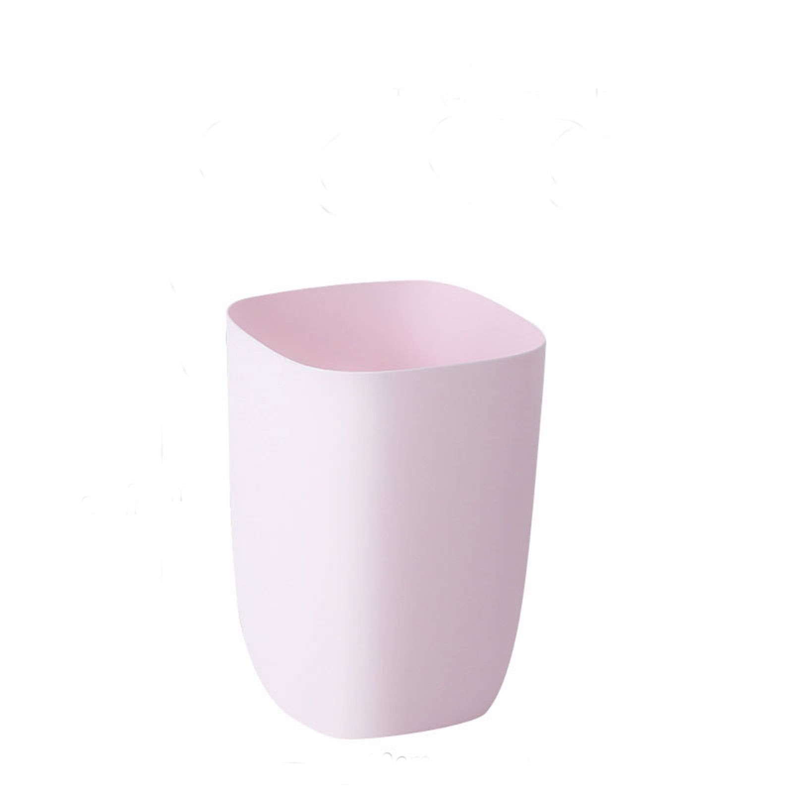 Pink Rectangular Matte Plastic Trash Can with Lid