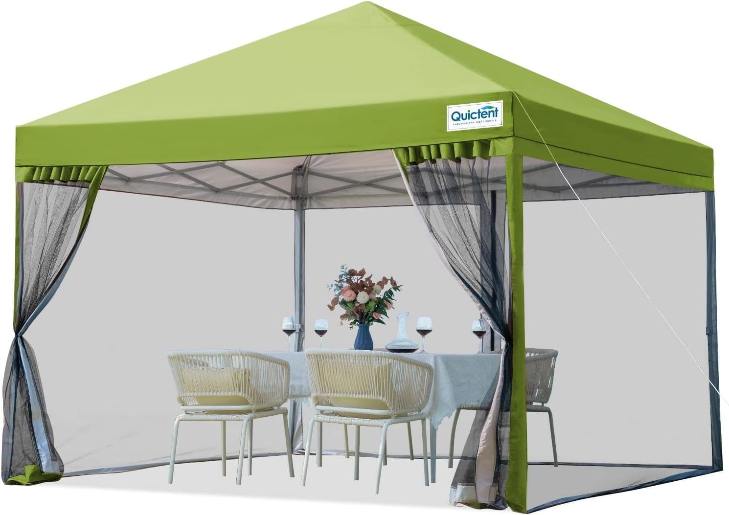 Green 8'x8' Pop-Up Canopy Tent with Mosquito Netting