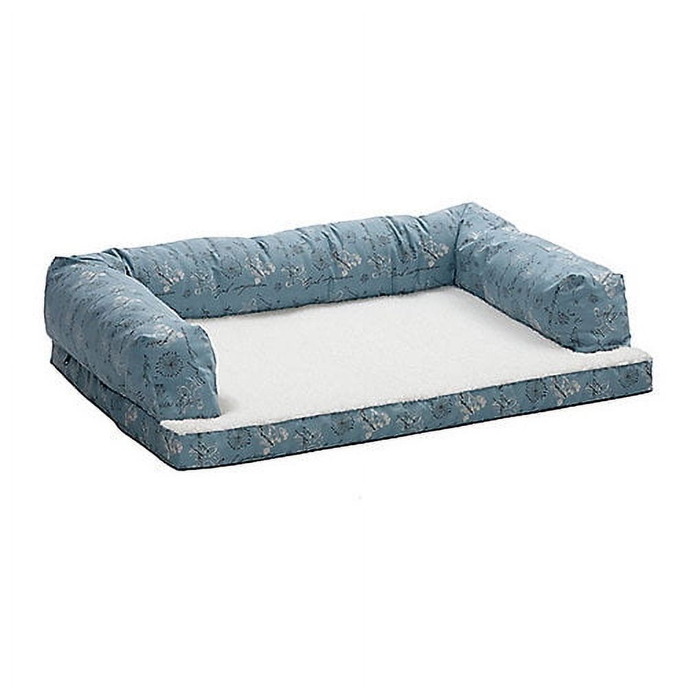 Blue Orthopedic Fleece Dog Sofa with Script Print