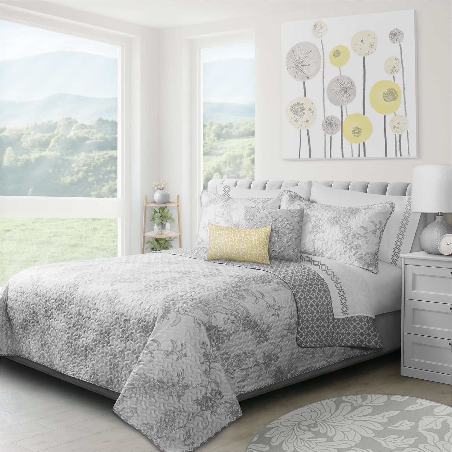 Gray King Reversible Microfiber Quilt Set