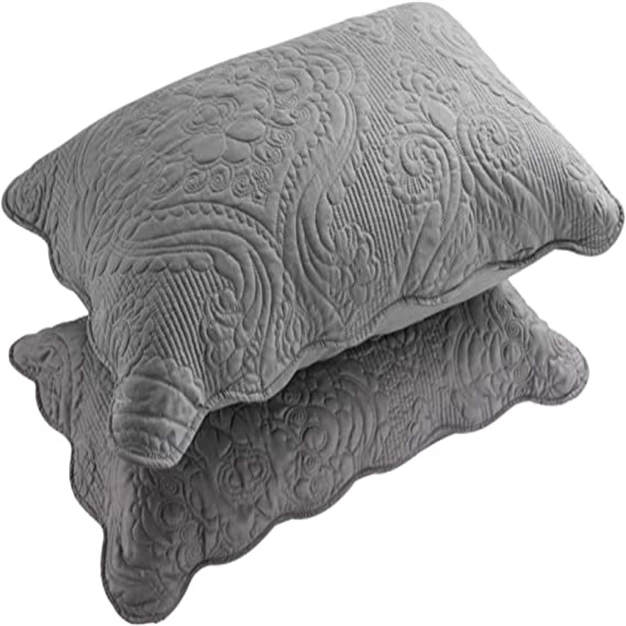 Standard Grey Embroidered Polyester Kids Pillow Sham