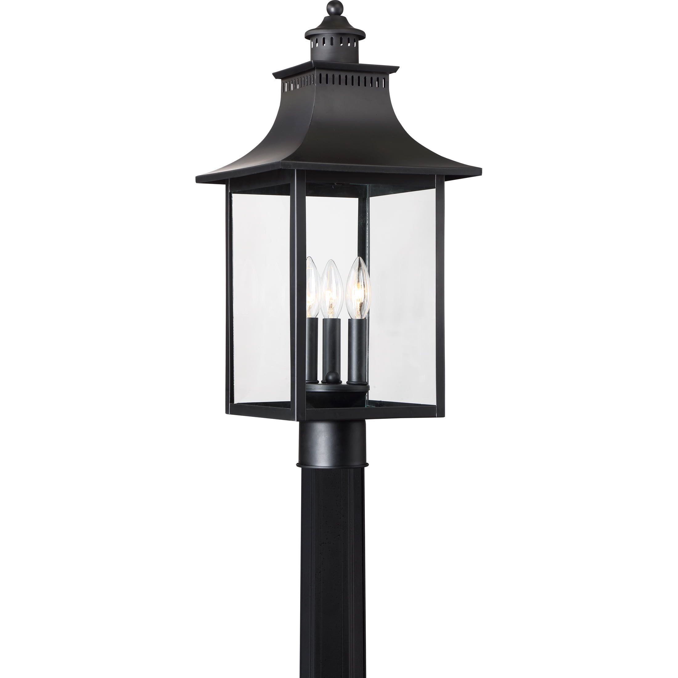 Mystic Black 22" Steel Outdoor Post Lantern