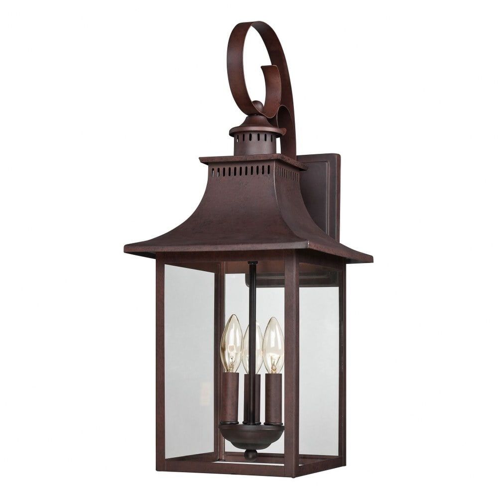 Copper Bronze Dimmable Outdoor Lantern with Clear Glass Panels