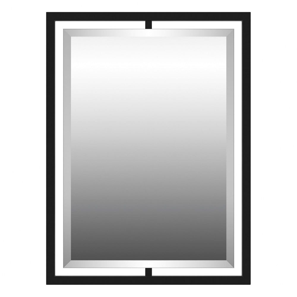 Matte Black Rectangular Steel Framed Bathroom Mirror