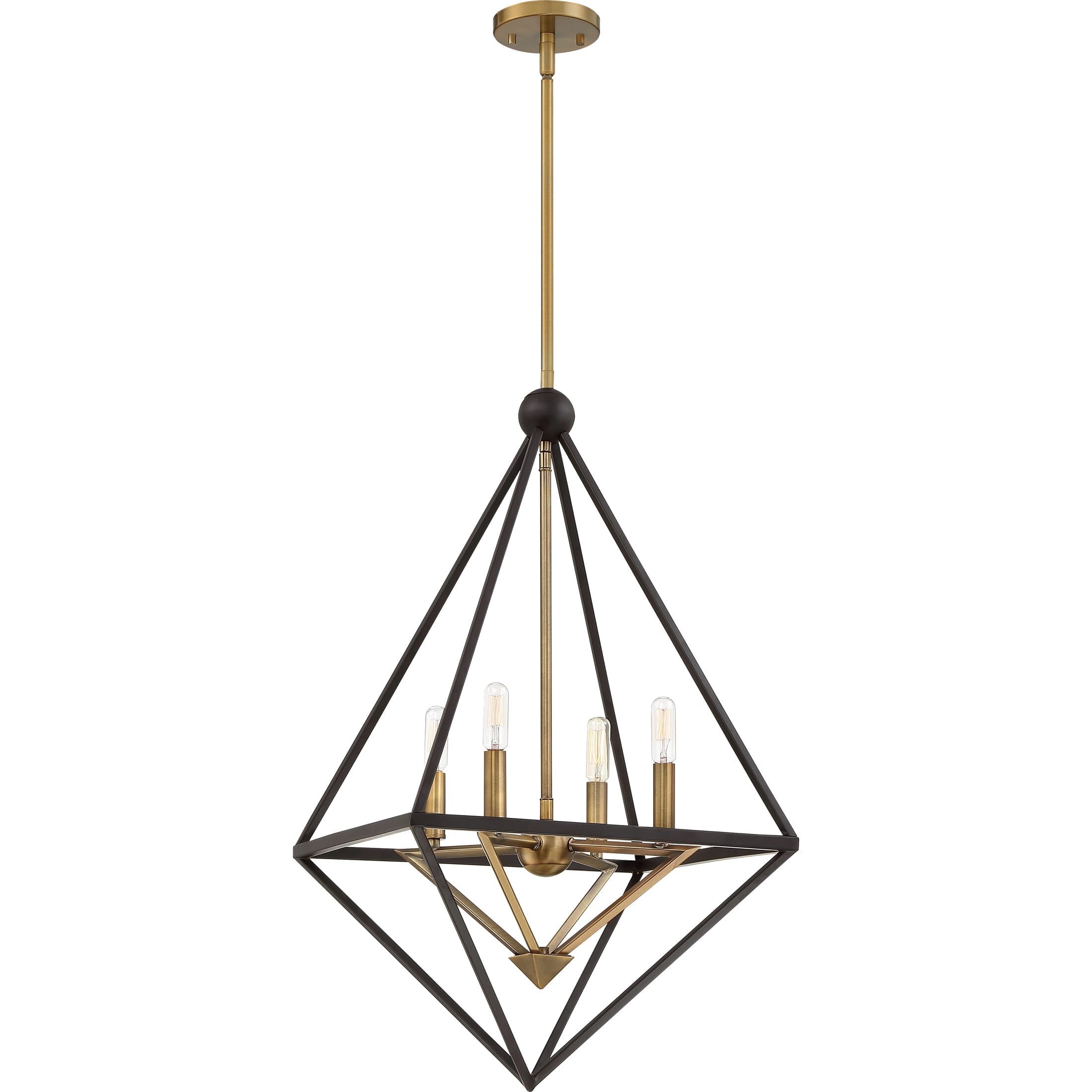 Louvre Inverted Diamond Frame Chandelier with Vintage Filament Candles in Western Bronze