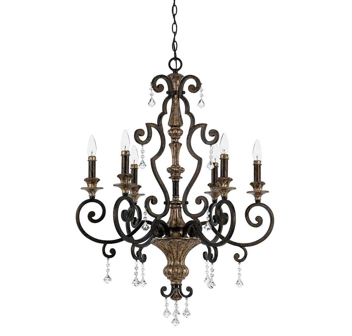 Bronze Crystal 6-Light Mini Candle Chandelier