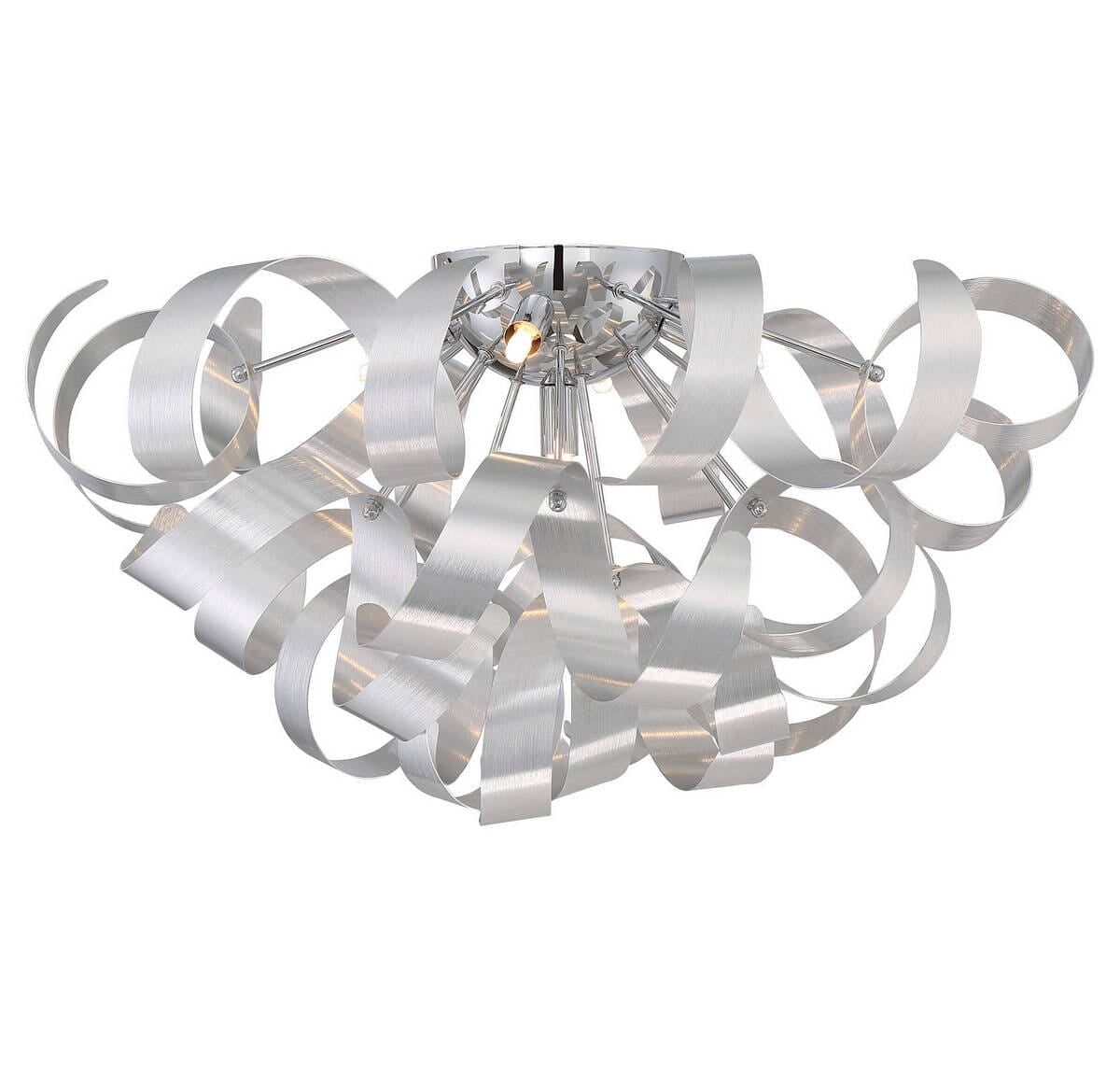 Elegant Crystal and Chrome 22" Ribbon Flush Mount Light