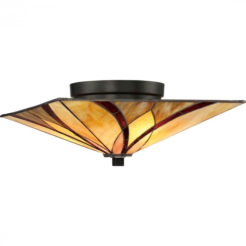 Valiant Bronze Tiffany Glass Flush Mount Ceiling Light