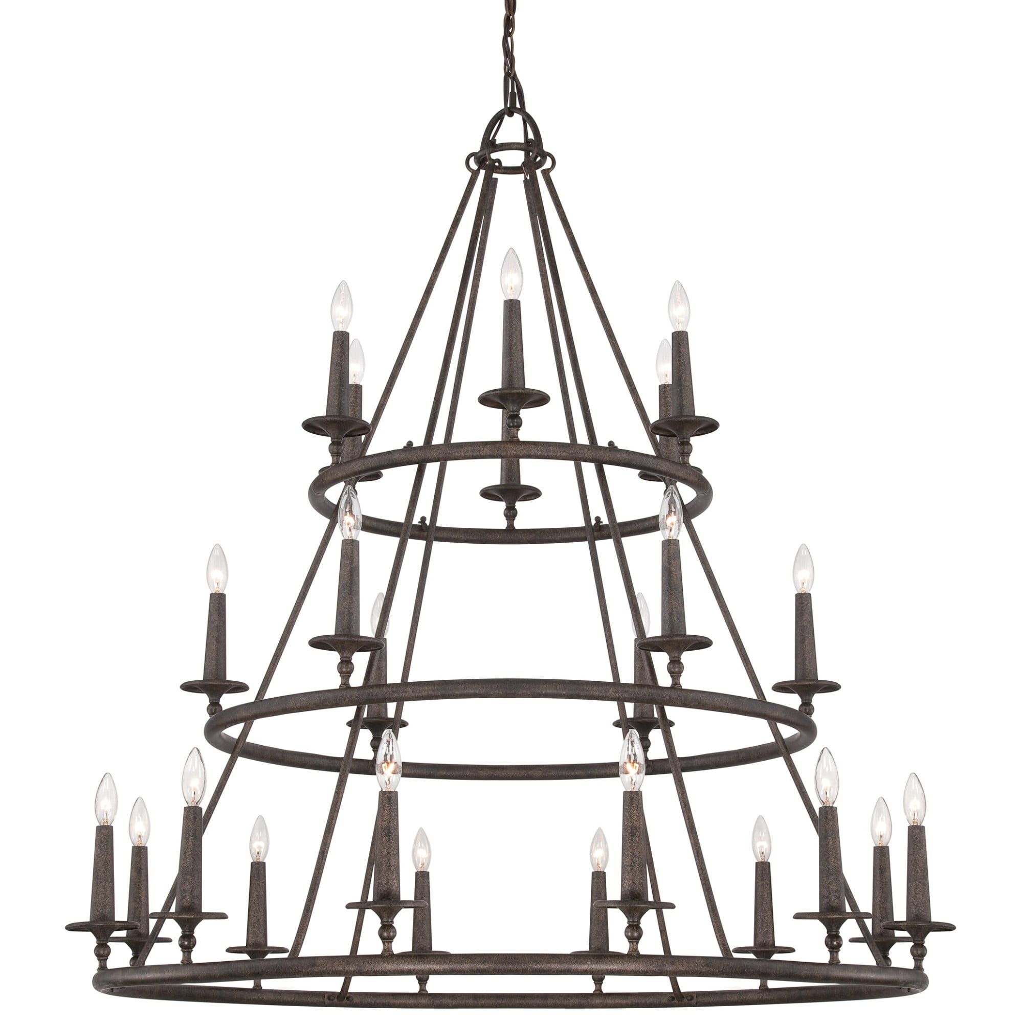 Voyager 24-Light Dark Bronze 3-Tier Chandelier