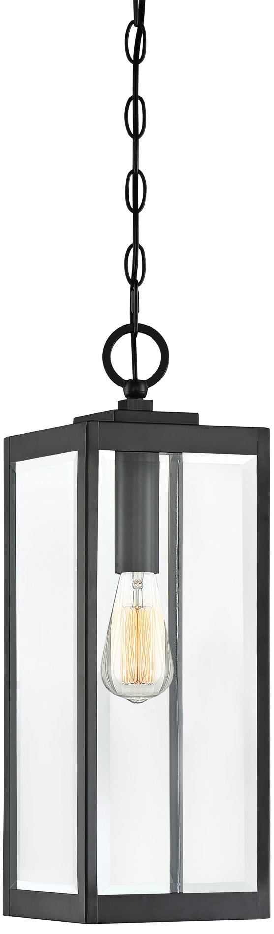 Earth Black 20.75" Sleek Outdoor Hanging Lantern with Clear Glass