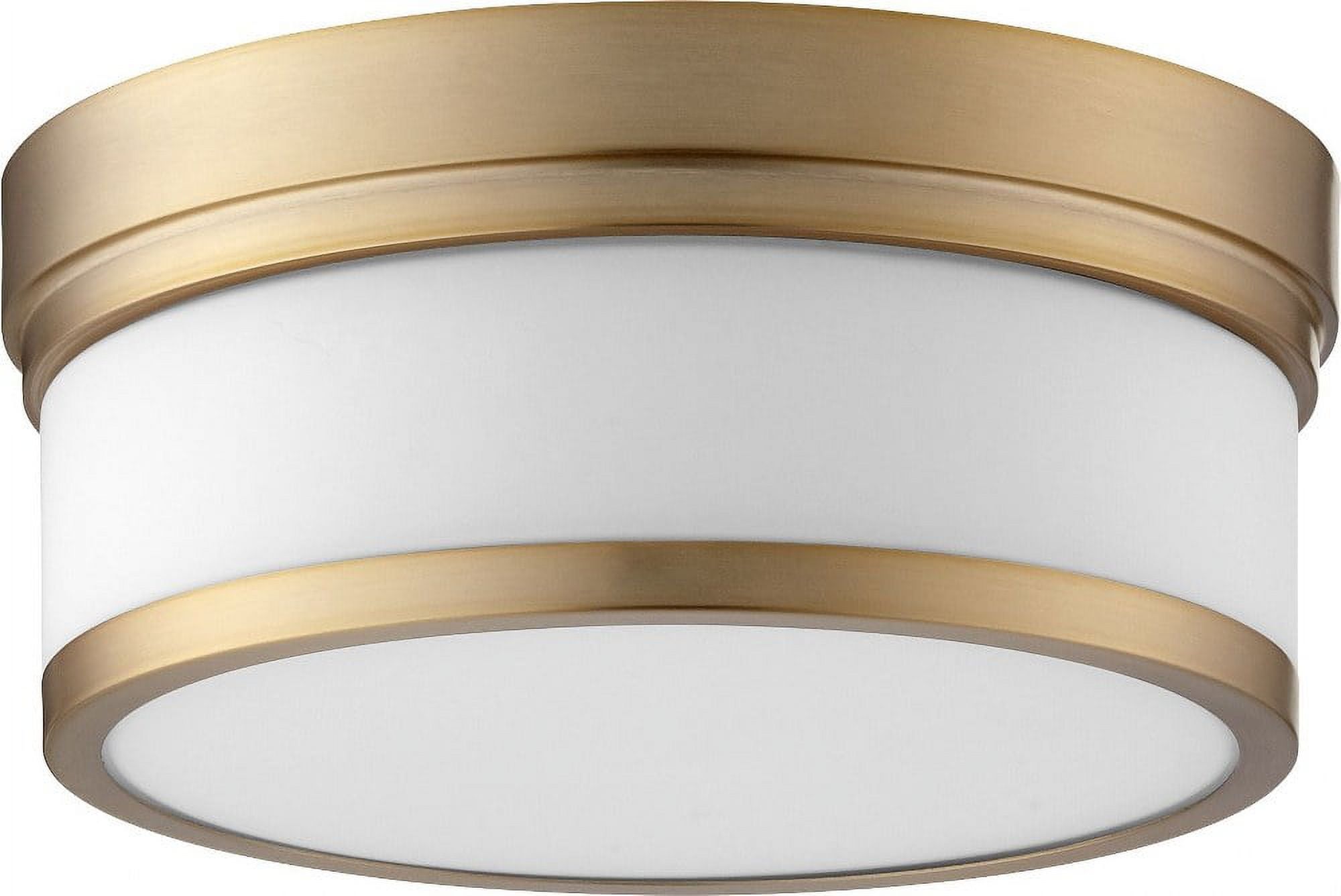 Elegant Aged Brass 12" Glass Flush Mount Ceiling Light with Satin Opal Shade