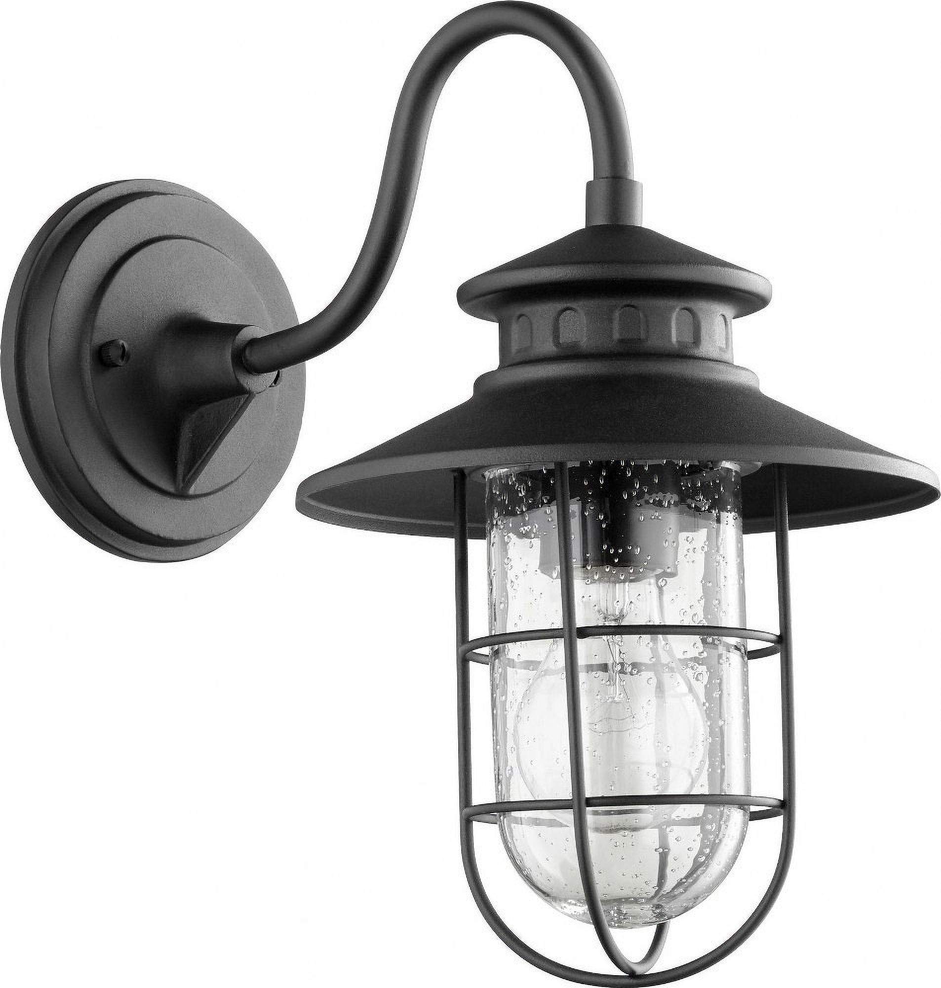 Noir Black Outdoor Swing Arm Wall Sconce with Glass Shade