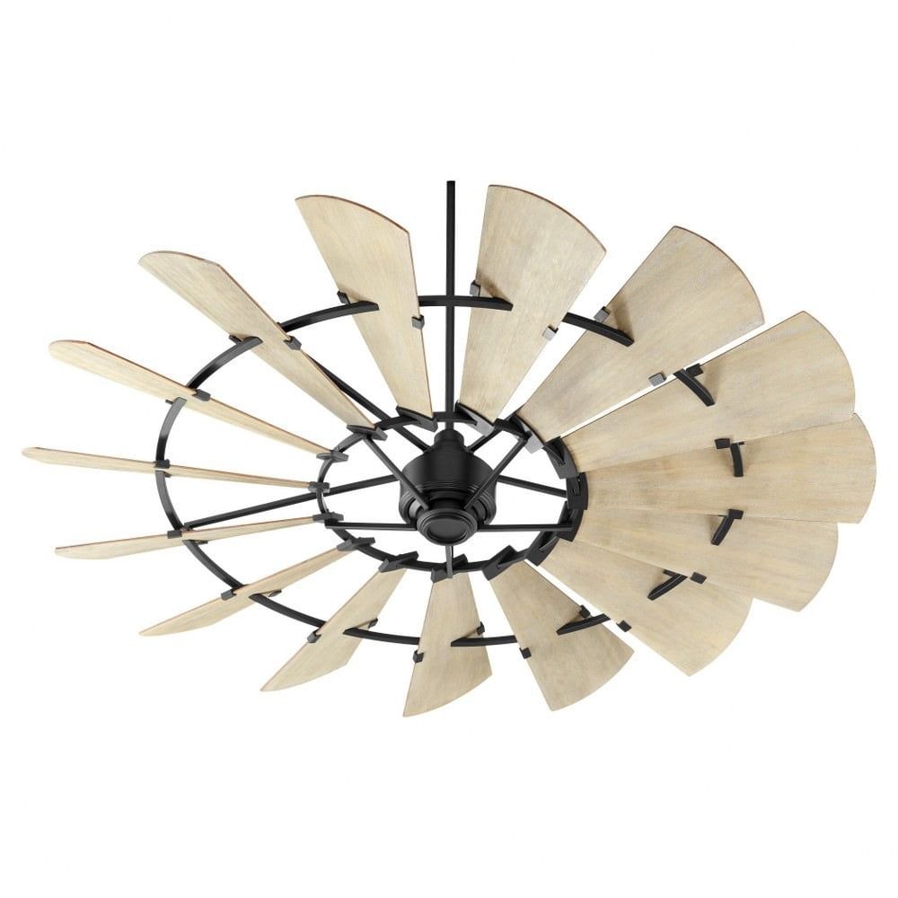 Noir and Weathered Oak 72" 15-Blade Ceiling Fan