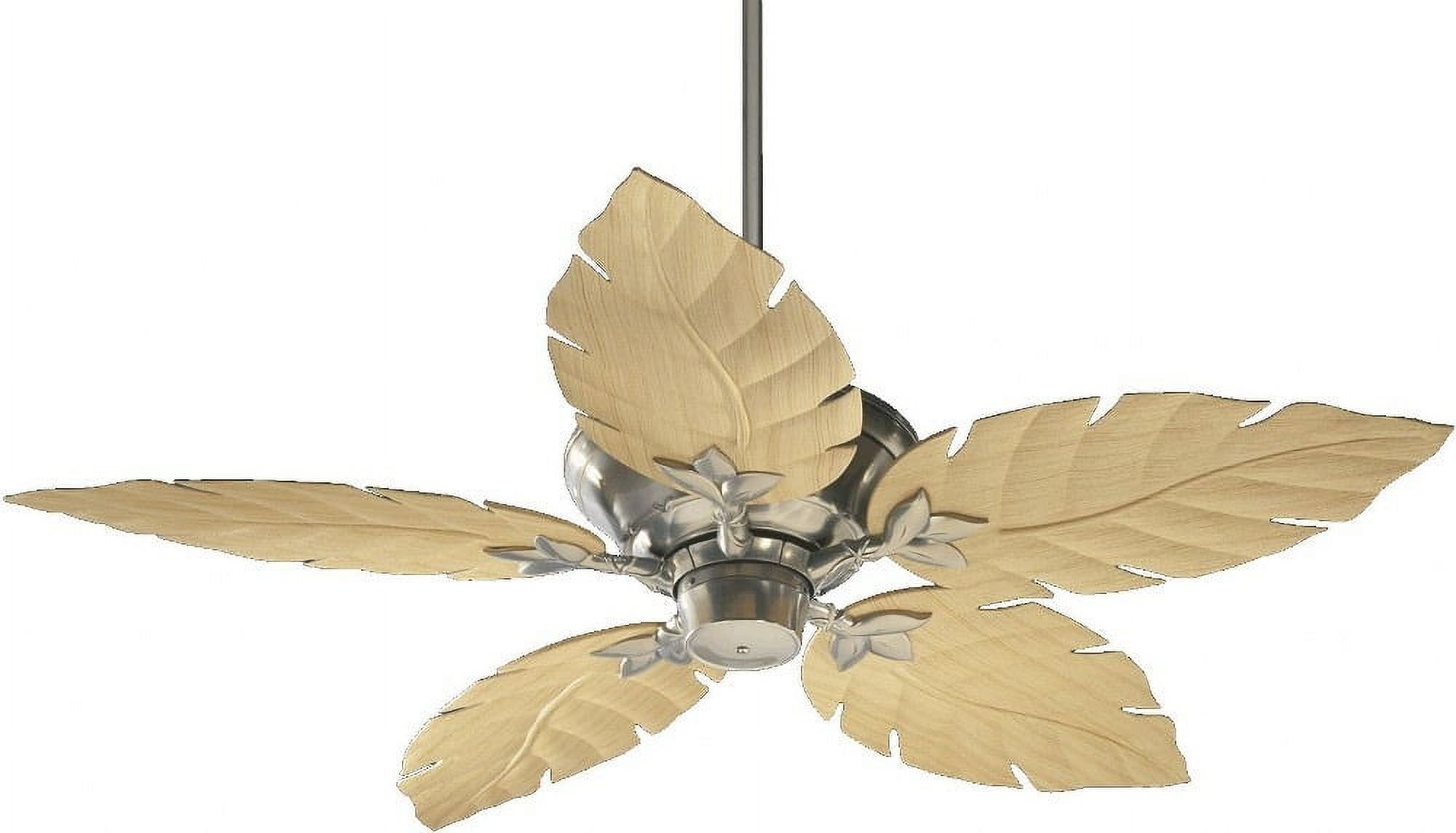 Monaco 52" Satin Nickel Tropical Ceiling Fan with Maple Blades