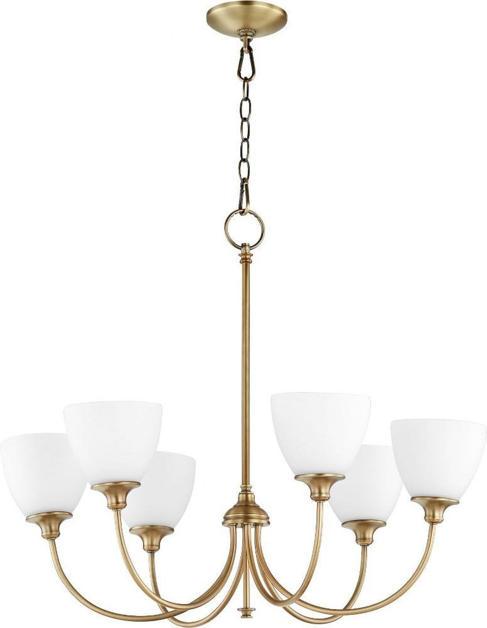 Celeste Aged Brass 6-Light Chandelier with Satin Opal Glass Shades