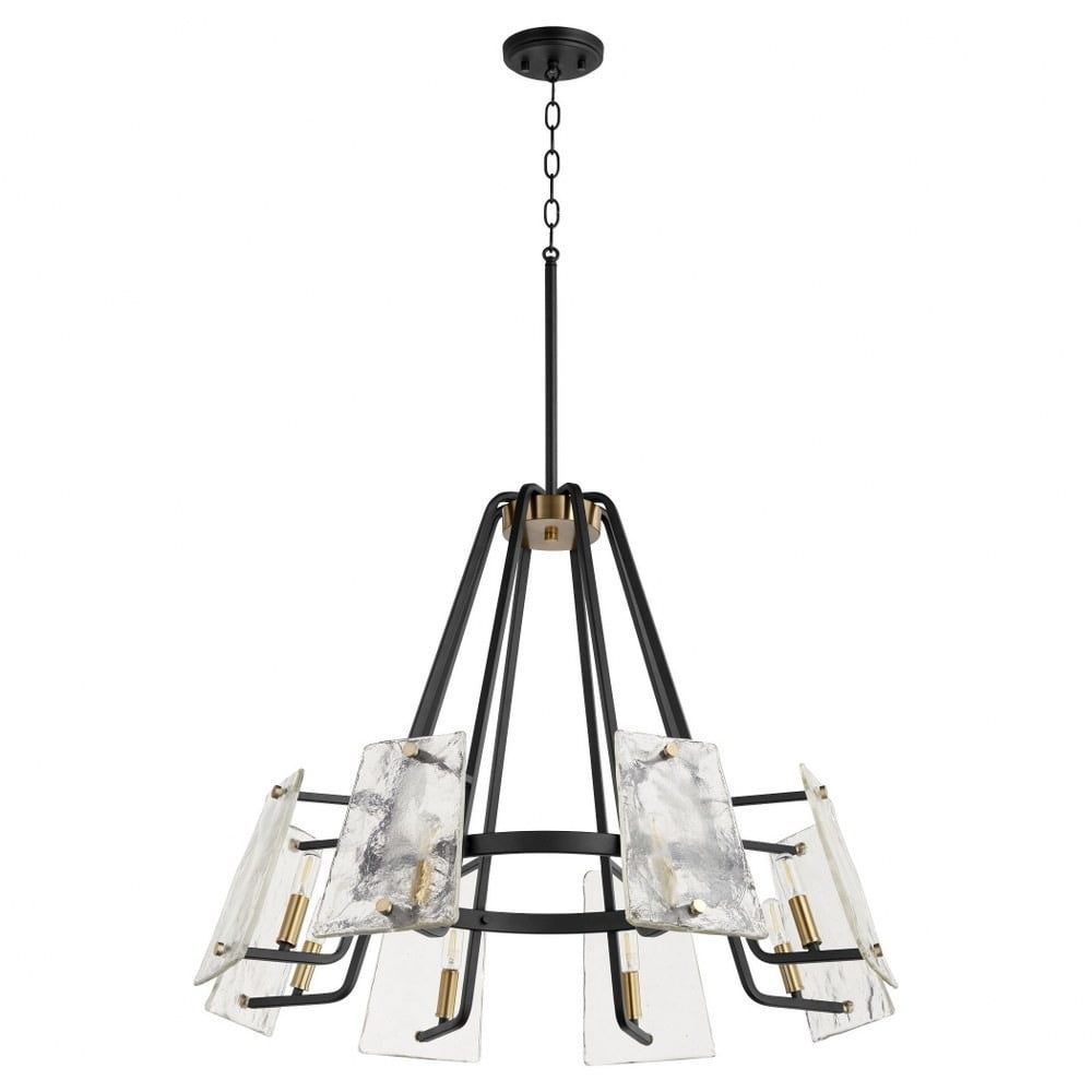 Tioga Noir & Aged Brass 8-Light Mid-Century Chandelier