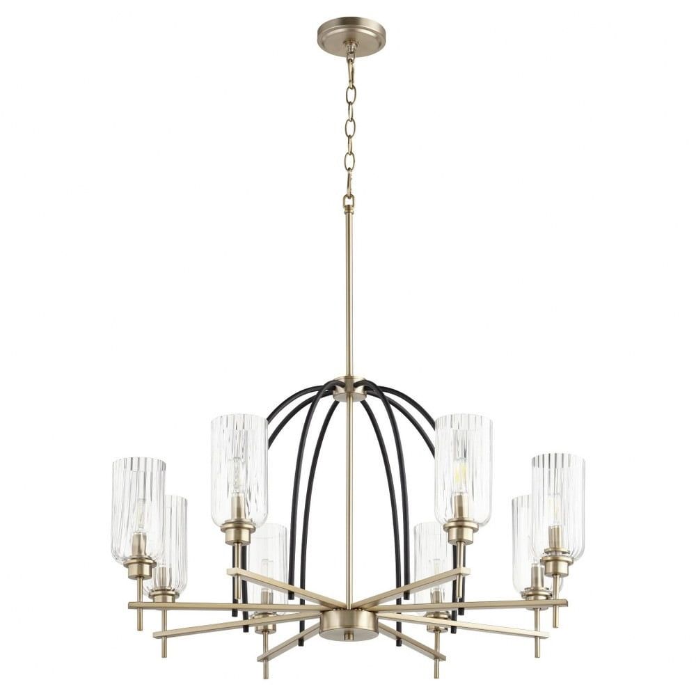 Espy Noir/Aged Brass 8-Light Chandelier with Clear Glass Shades