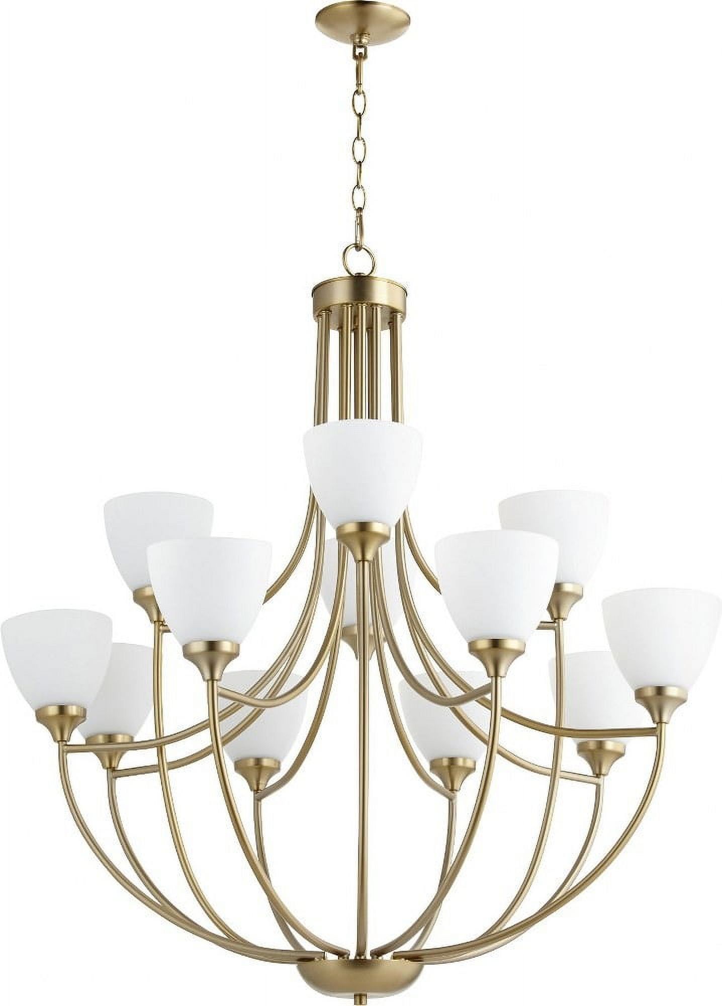 Aged Brass Crystal Plug-In 12-Light Chandelier