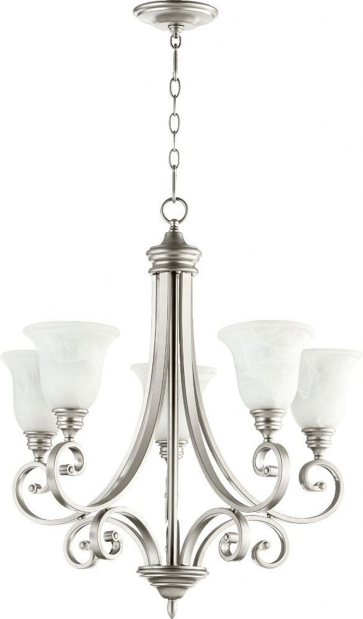 Classic Nickel Faux Alabaster 5-Light Glass Chandelier