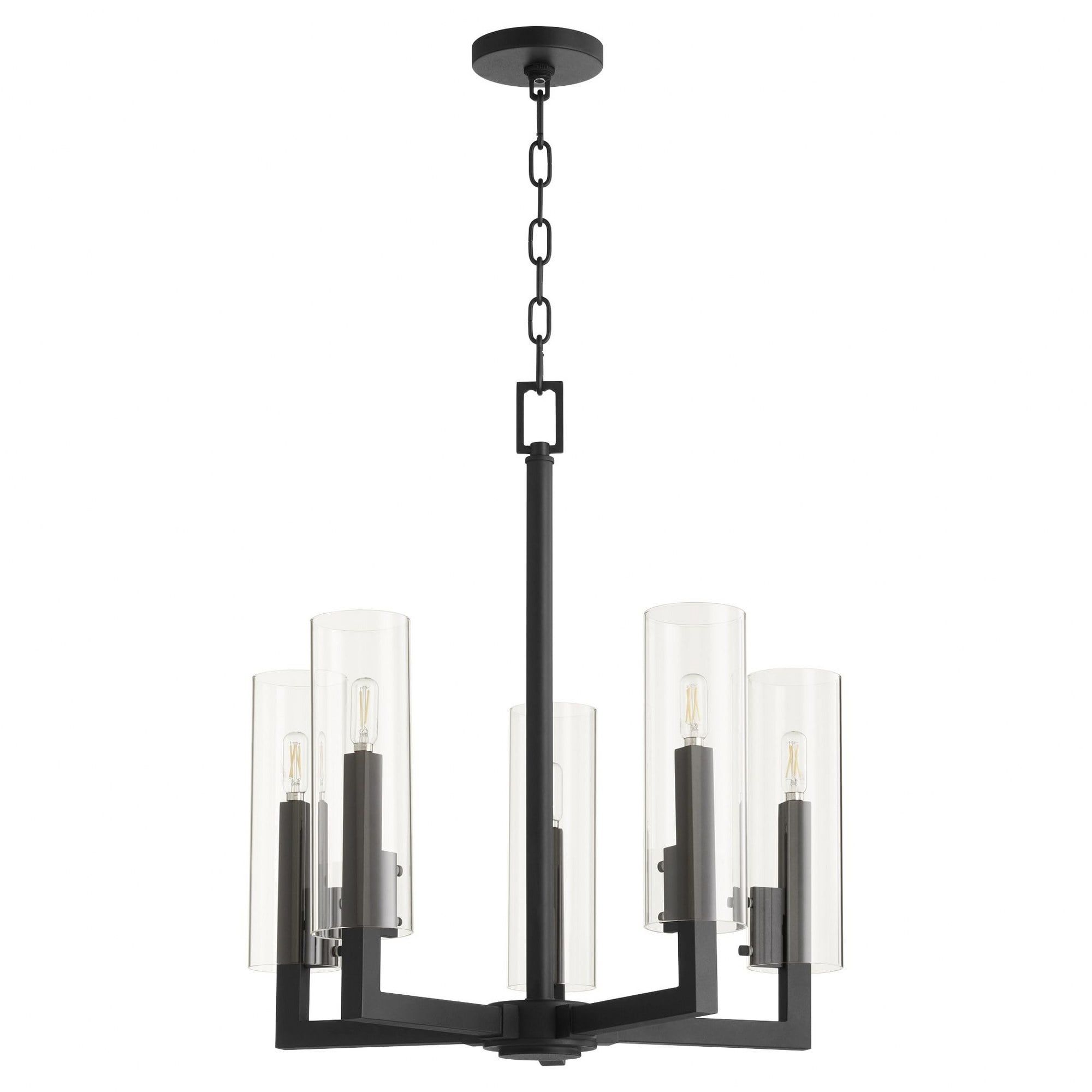 Harbin Textured Black 5-Light Clear Glass Chandelier