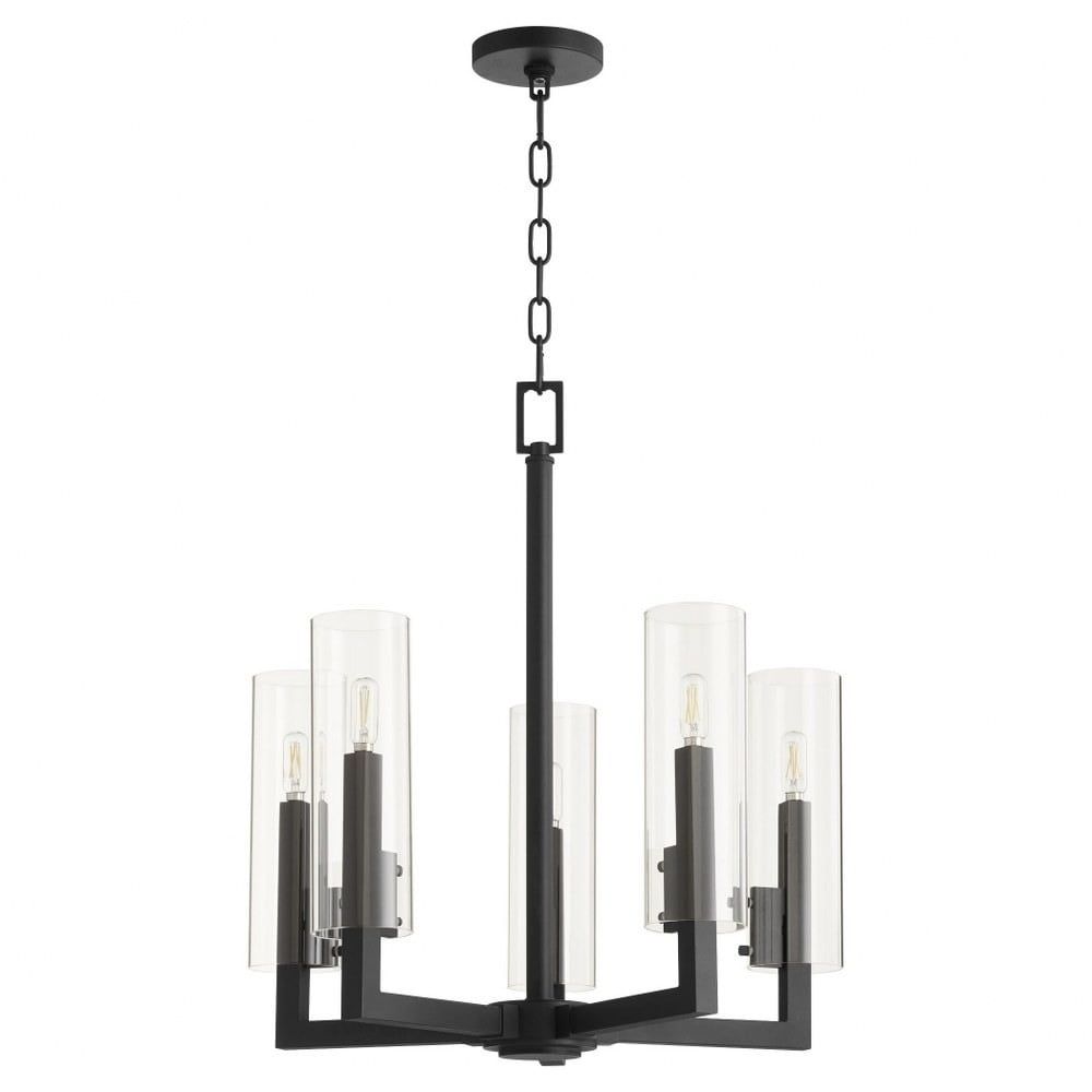 Harbin Textured Black 5-Light Clear Glass Chandelier