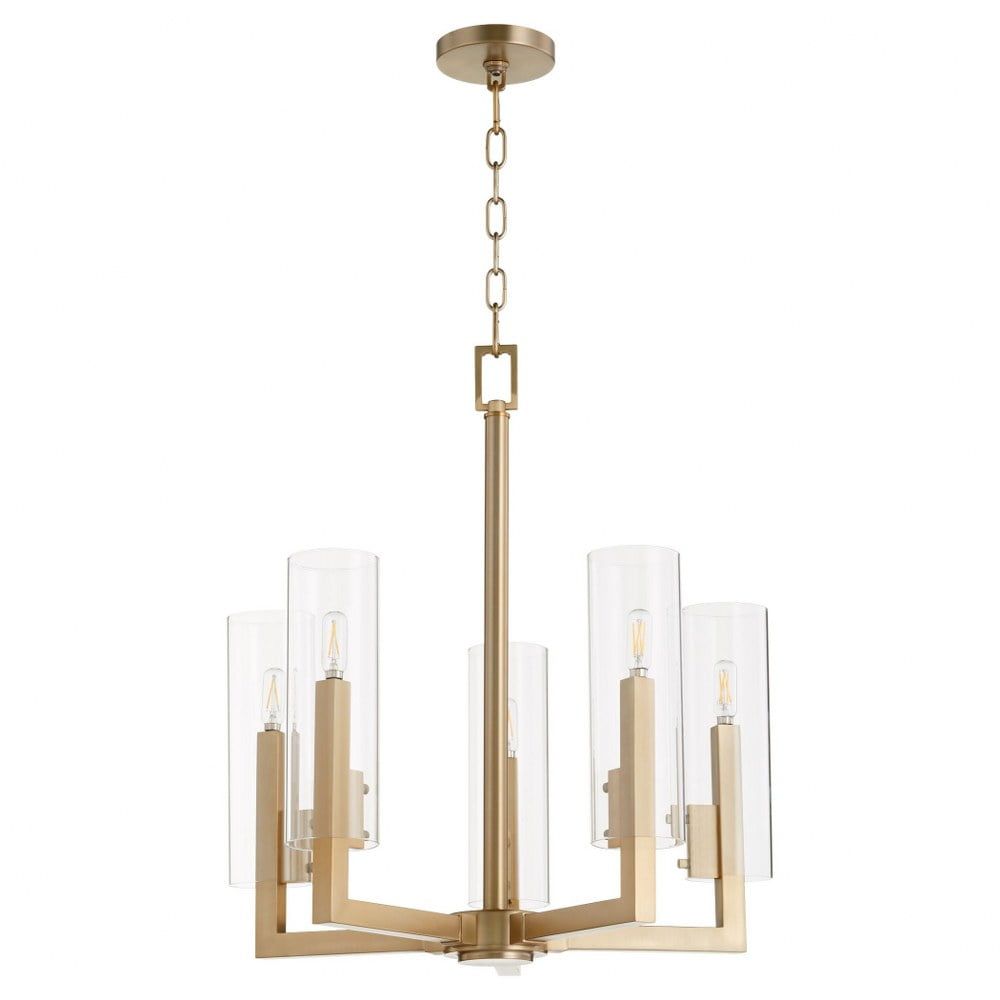 Aged Brass Mini Chandelier with Clear Glass Shades