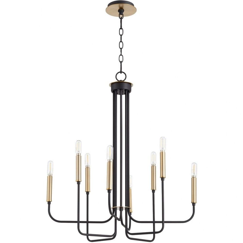 Hope Noir 29" Transitional 8-Light Chandelier in Black and Brass