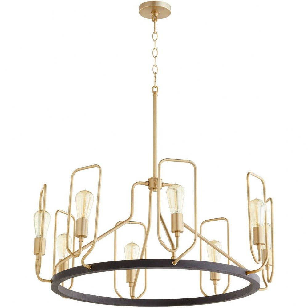 32'' Black and Aged Brass 8-Light Chandelier